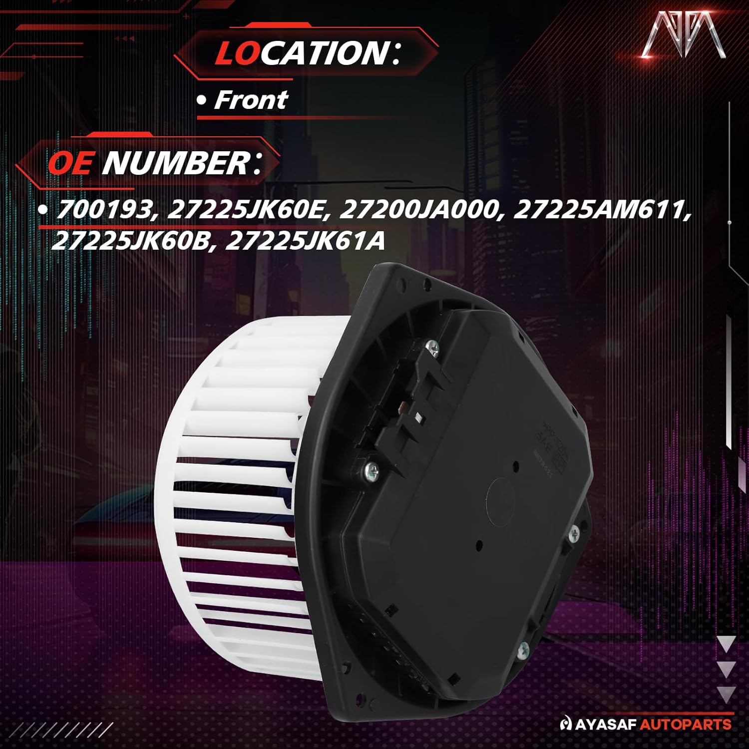 MAYASAF 700193 HVAC Blower Motor Assembly fit for Nissan 350Z/370Z/Altima/Pathfinder/Murano/GT-R, for Infiniti EX FX G Q QX JX M series