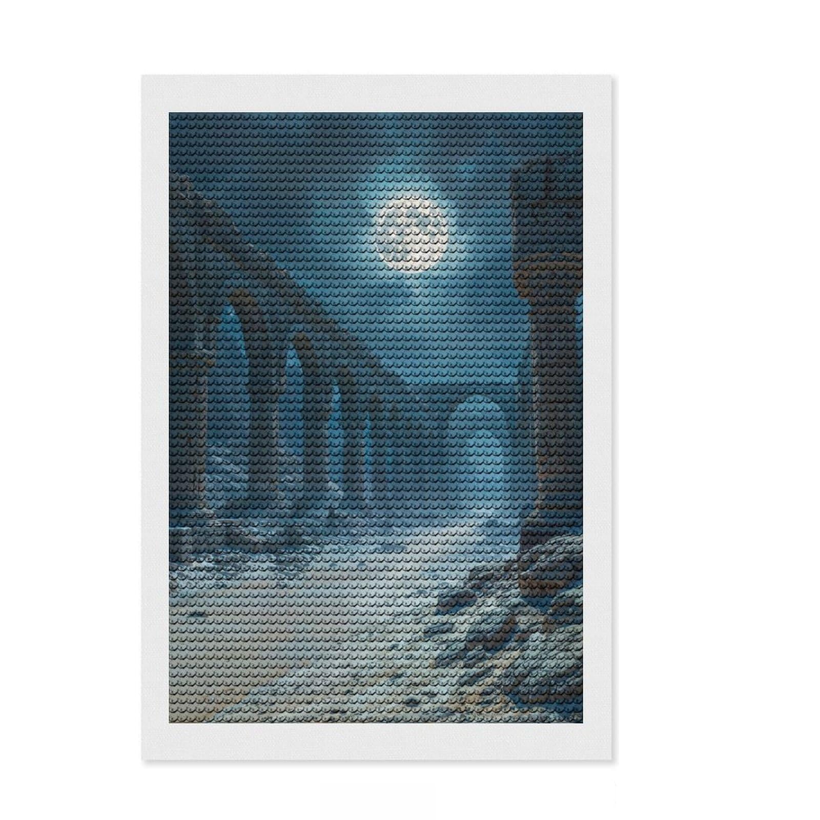 Junmoney Ruined Arches Under Moonlight Diamond Painting Set 8"x12", Relaxing DIY Hobby, Farmhouse Decor, for Creative Relaxation, Birthday Gift