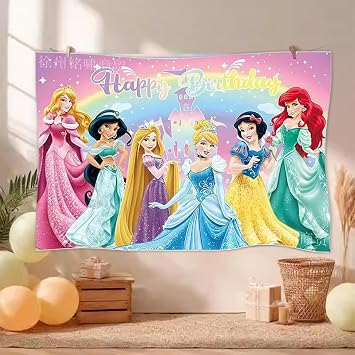 Princess Birthday Party Decorations,Happy Birthday Banner Backdrop for Birthday Party Supplies