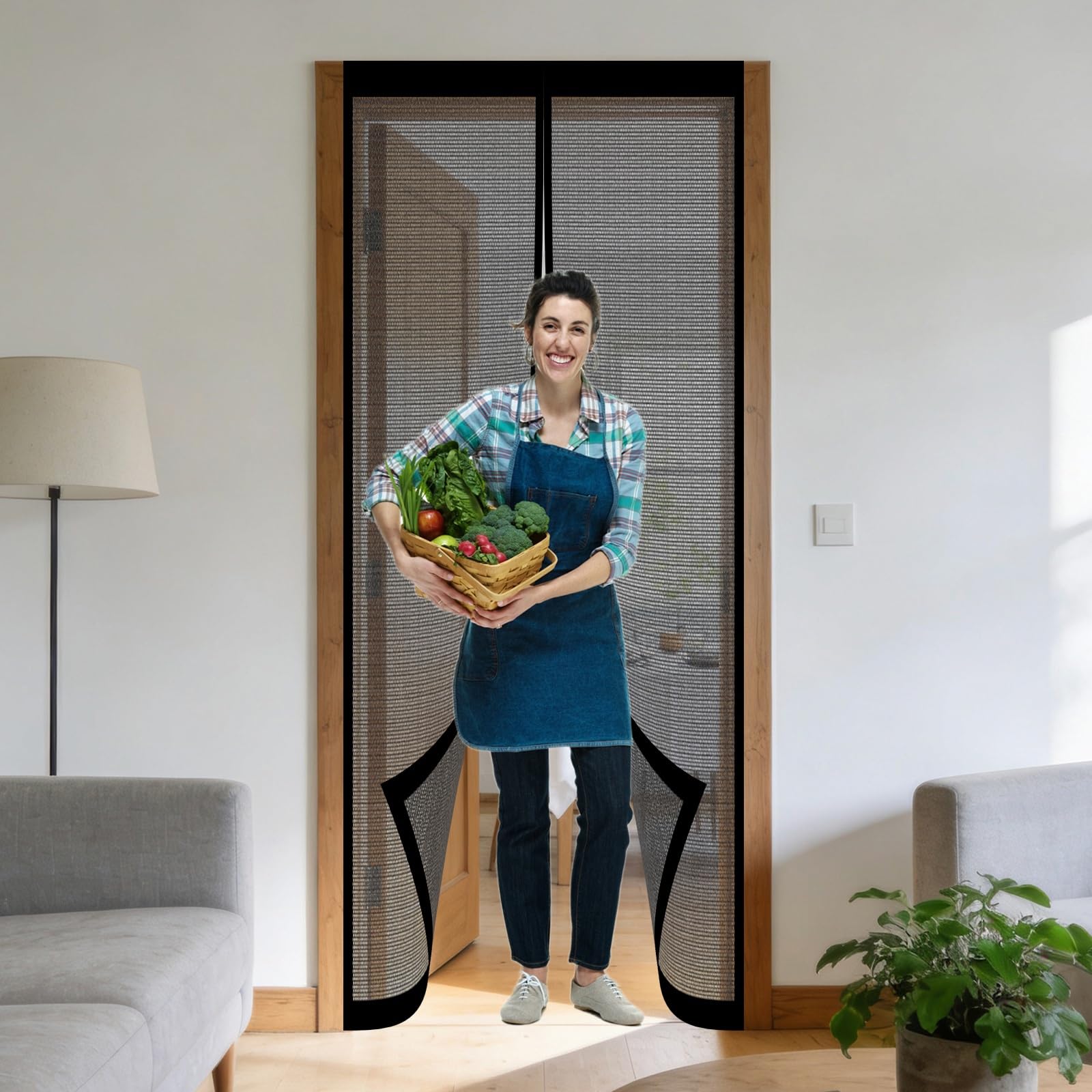 Moustiquaire porte 110 x 230 cm aimantée noire sans perçage
