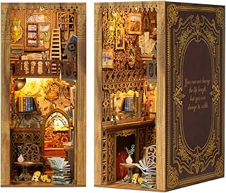 Fsolis DIY Book Nook Kit, DIY Dollhouse Miniature Kit DIY Home Decor Bookshelf Decorative Books Eternal Bookstore Bookshelf Insert Miniature House Kit Book Nook Kits for Adults (YS05)