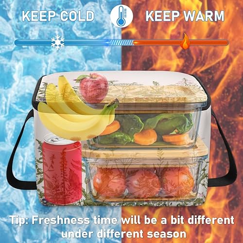 Miniatura 4 de Wildflowers - Bolsa de almuerzo aislada reutilizable para adultos con hombro ajustable y cremallera, bolsa de lona para oficina, trabajo, picnic al