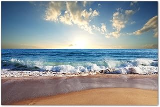 120 x 80 cm – vacanza a casa! Spiaggia con onde e sole! Mare per godersi il mare. – Quadro su telaio con cunei moderno ed elegante – Immagini e decorazioni