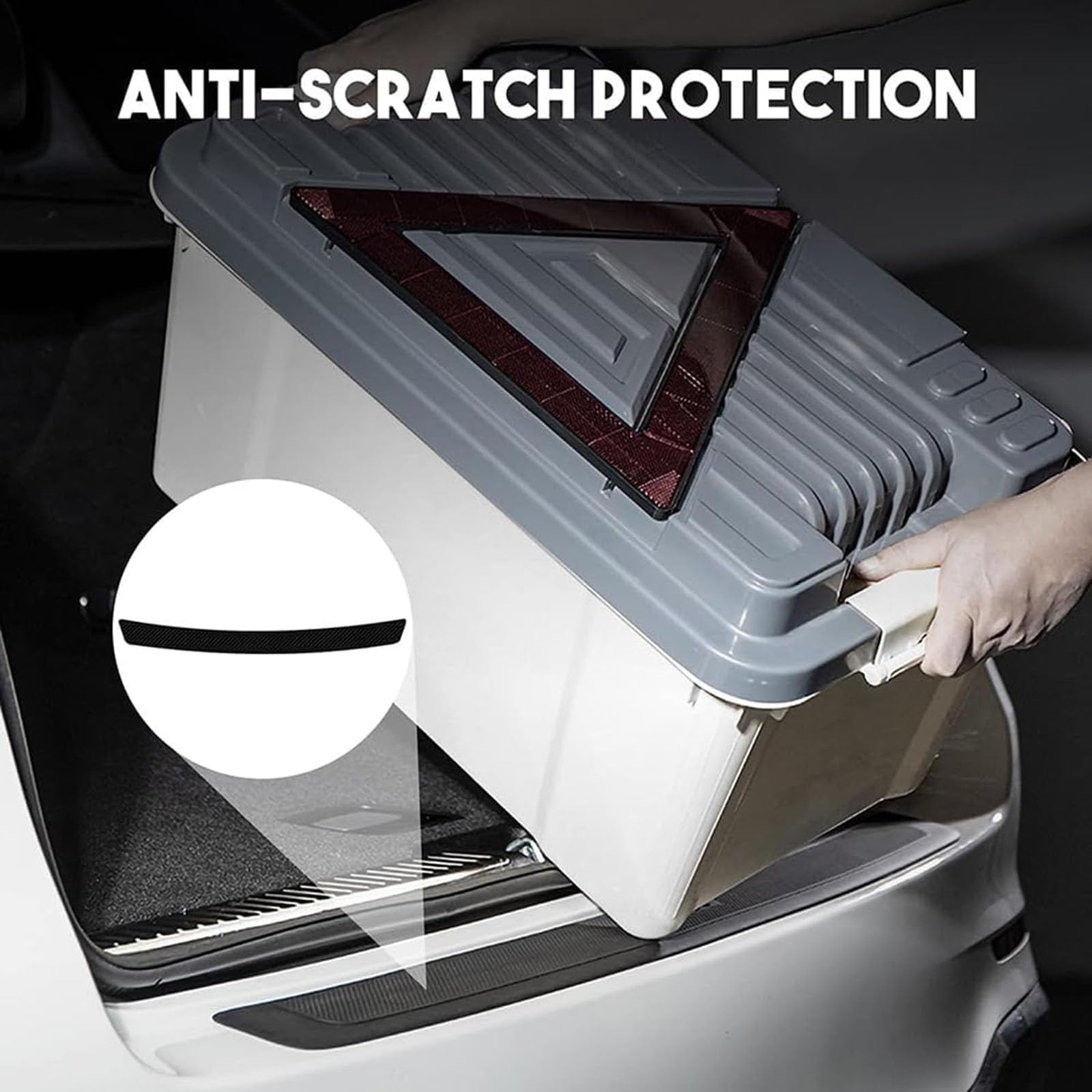 Generico Fibra Carbonio Protezione Paraurti Posteriore Striscia Pellicola per Nissan Qashqai，Adesivo Battitacco Porta Baule Auto Accessori