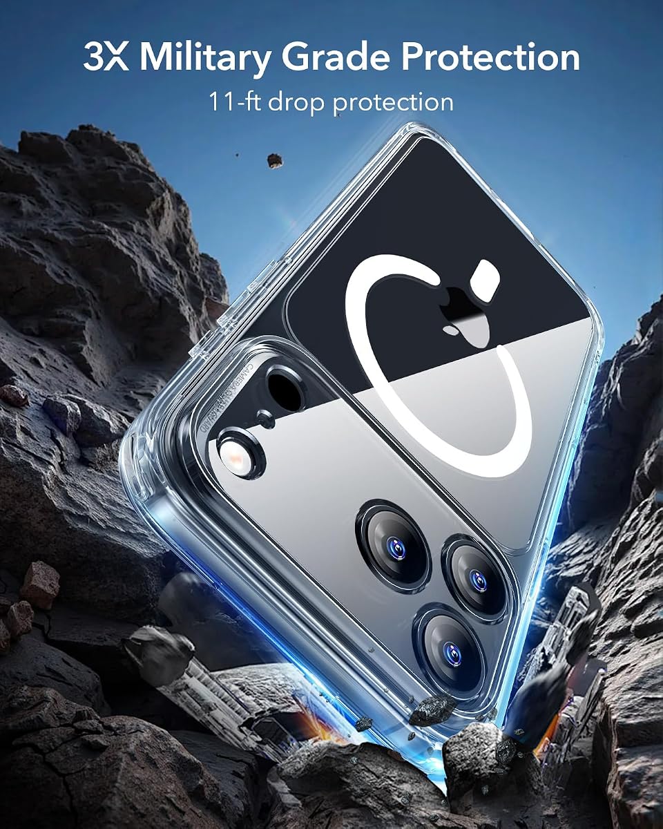 ESR for iPhone 17 Pro Max Case, Compatible with MagSafe, Shockproof Military-Grade Protection, Scratch-Resistant Back, Magnetic Phone Case for iPhone 17 Pro Max, Classic Hybrid Case, Clear — view 3