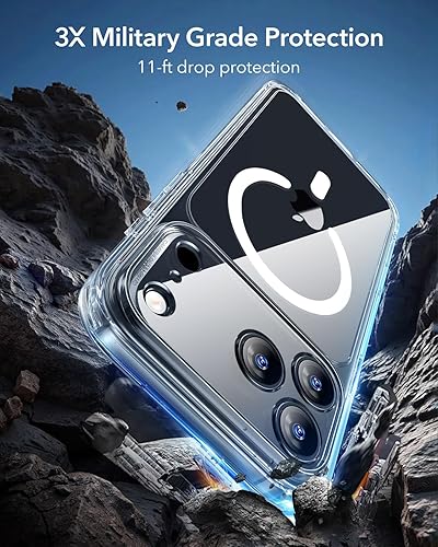 Vista 279 de ESR Funda para iPhone 15 Pro Max, compatible con MagSafe, de grado militar, negro transparente