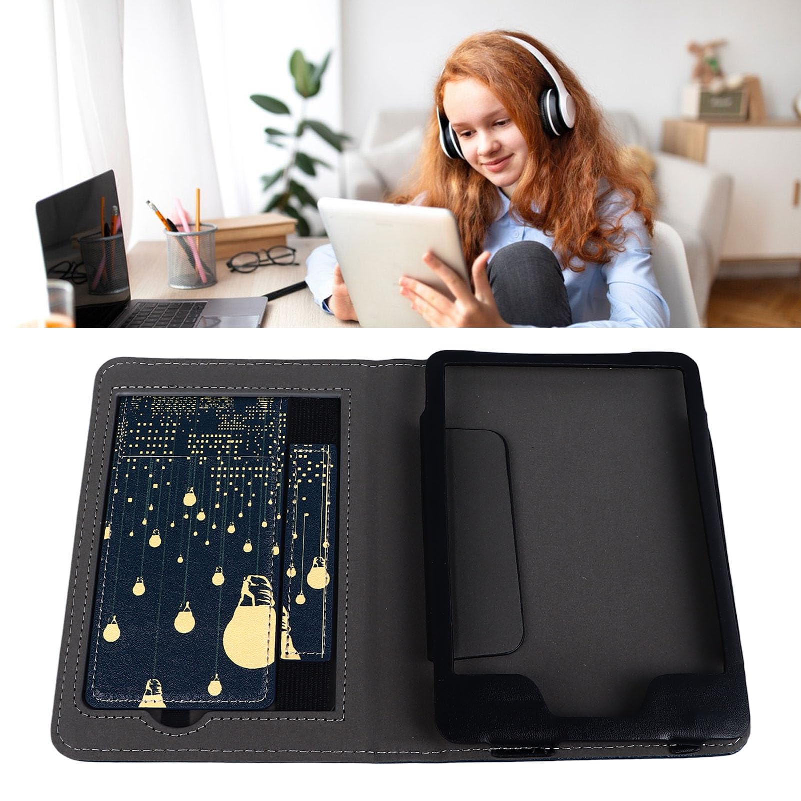 Funda para Lector de Libros, Pintada con Patrones Exquisitos, Correa de Mano, Funda Protectora Duradera para Libros Electrónicos, Conveniente para la 11.ª Generación 2022 (Foco)