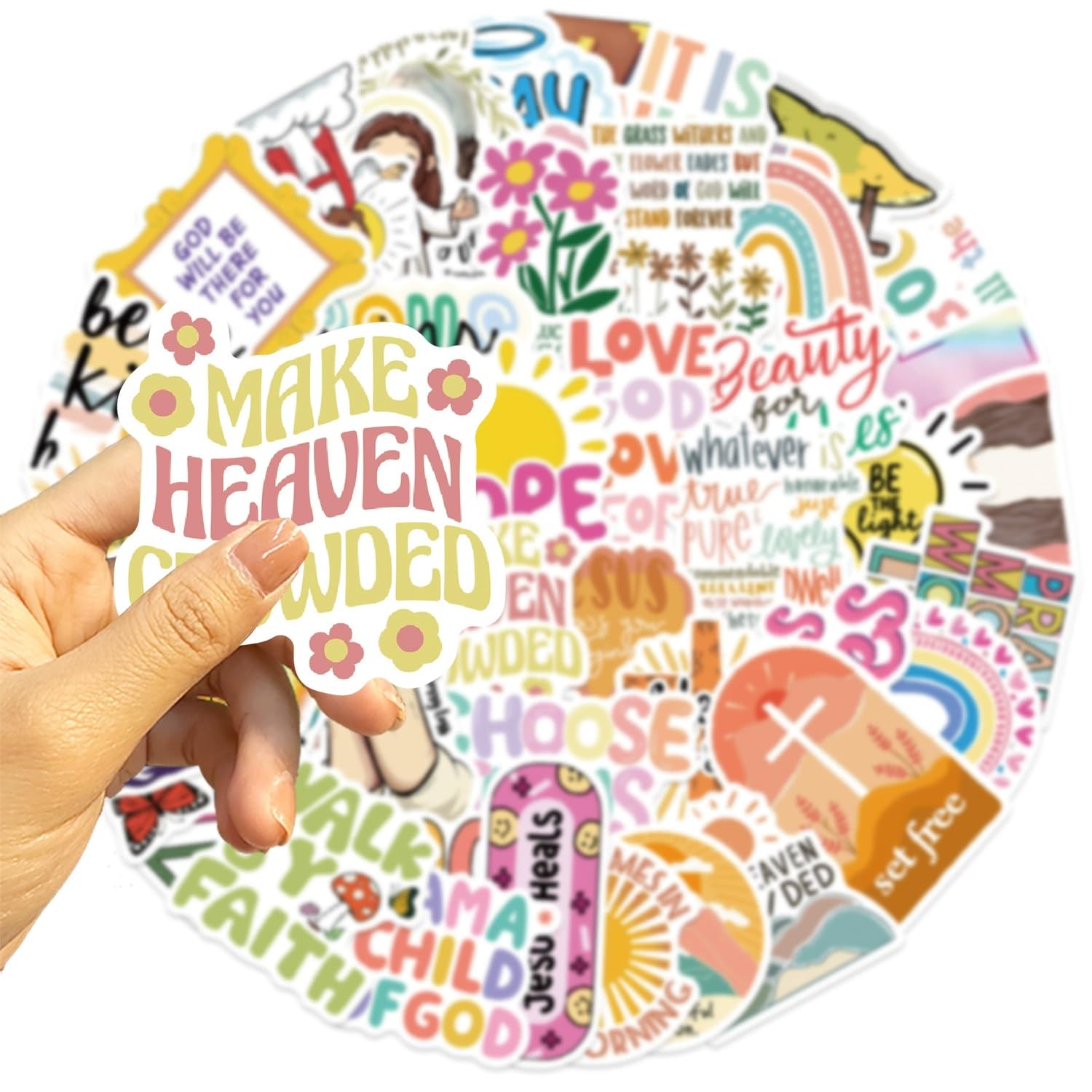 50 Pcs Christian Jesus Stickers Religious Cross Faith Stickers for Kids Vinyl Faith Wisdom Words Decals Religious Gifts for Phone,Water Bottle,Luggage,Laptop,Adults Teens Kids Boys Girls - Image 2