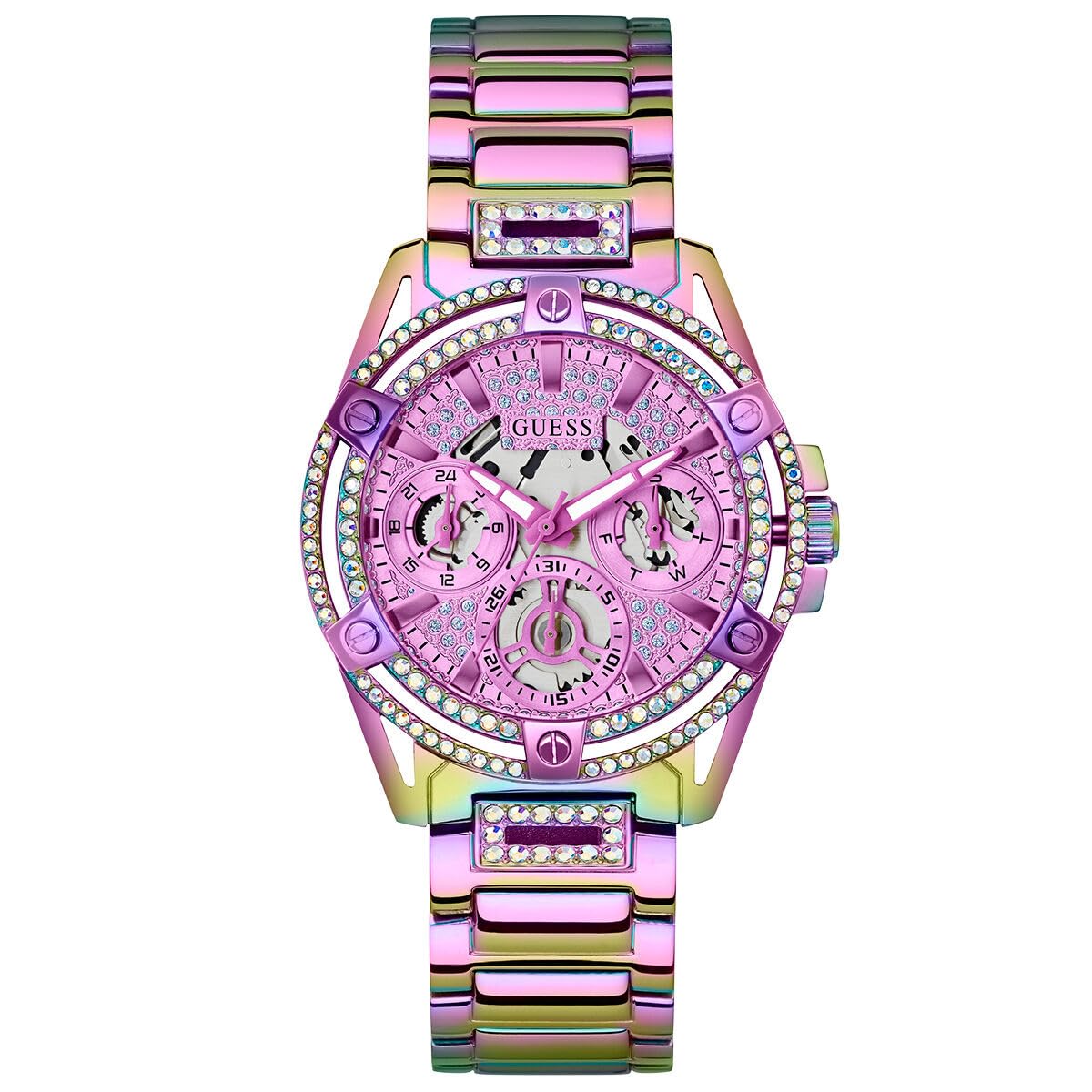 Amazon.com: Guess Ladies 40mm Watch - Iridescent Strap