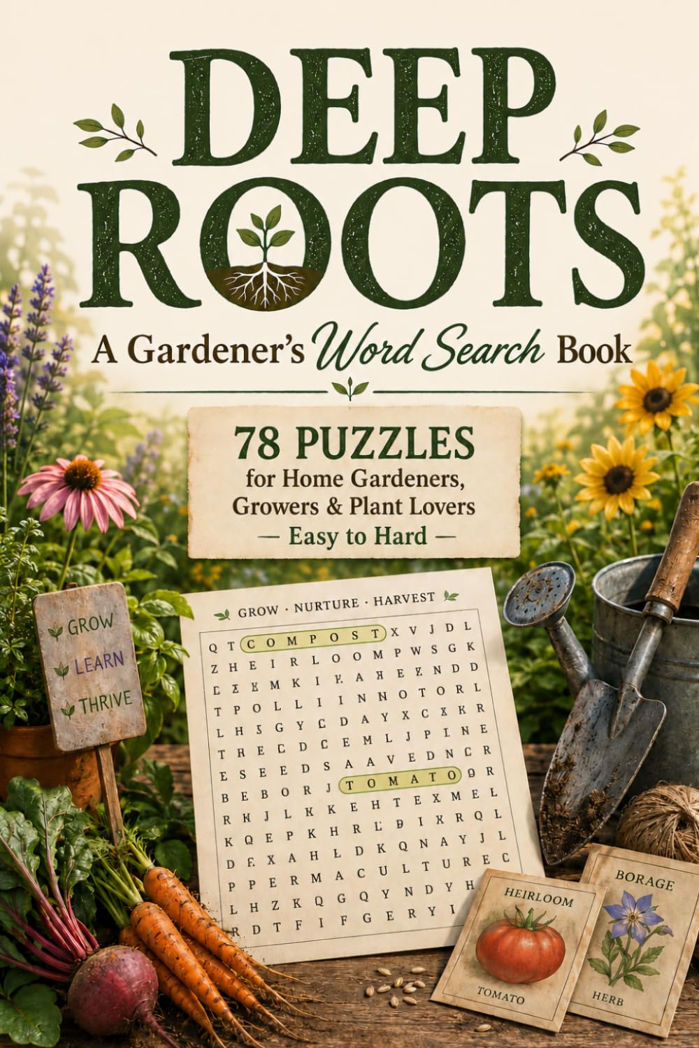 Deep Roots: A Gardener's Word Search Book | 78 Puzzles for Home Gardeners, Growers & Plant Lovers — Easy to Hard
