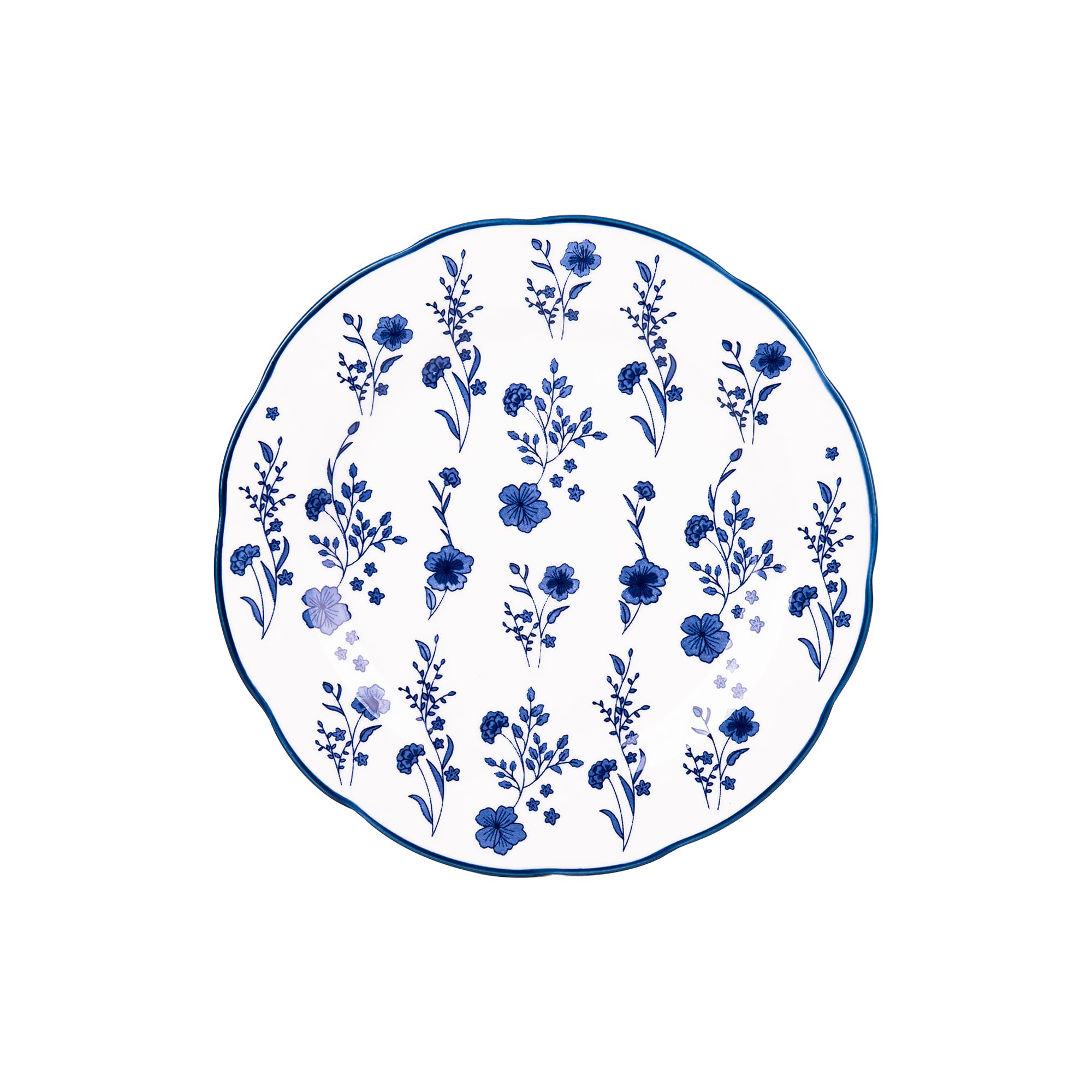 Cofan Servizio da tavola in porcellana smaltata | Set da 18 pezzi | motivo floreale blu e bianco | Lavabile in lavastoviglie, forno a microonde e forno