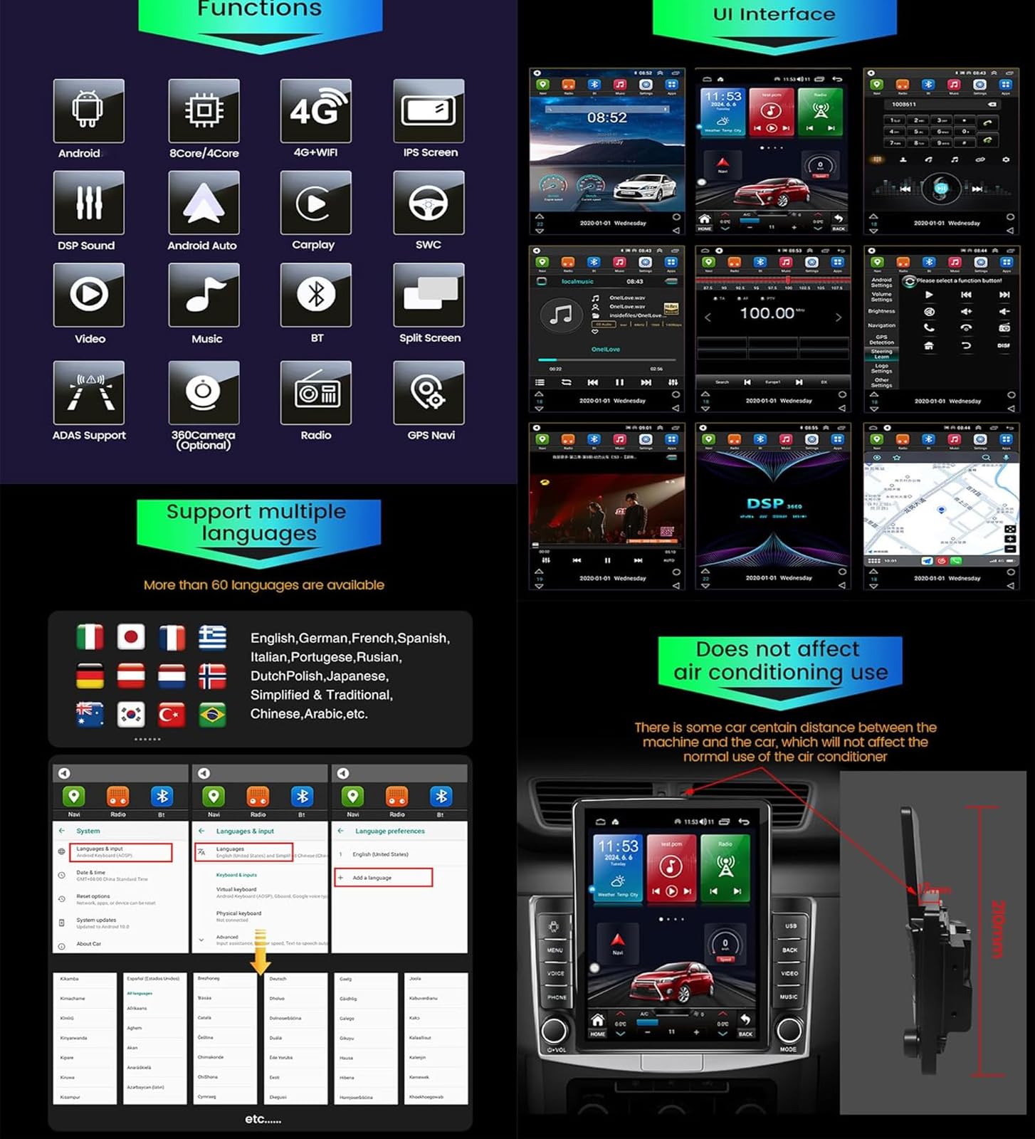 Radio samochodowe z Androidem 15 do samochodu SAT do H-Onda Jazz LHD/RHD (2007-2014) 9,7-calowy Android z odtwarzaczem multimedialnym, Carplay GPS Navigation HiFi BT 5G WiFi SWC, M200s