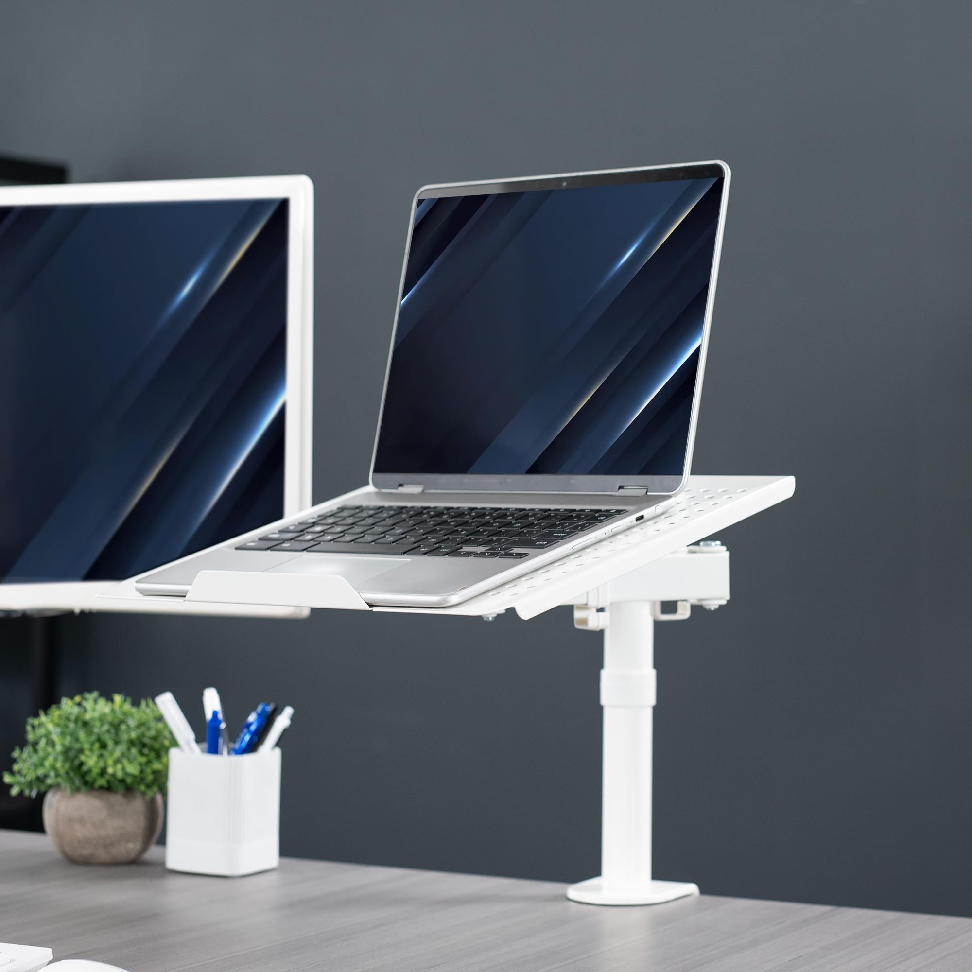 VIVO STAND-V001LW - Soporte de Escritorio para Laptop, extensión Totalmente Ajustable con Abrazadera en C, Color Blanco