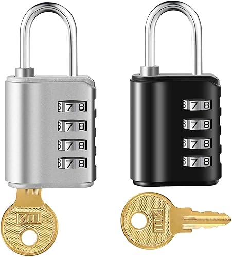 Candado de combinación de 2 piezas, cerradura de contraseña de 4 dígitos con llave, 2 tipos de modo de desbloqueo, cerradura de puerta impermeable
