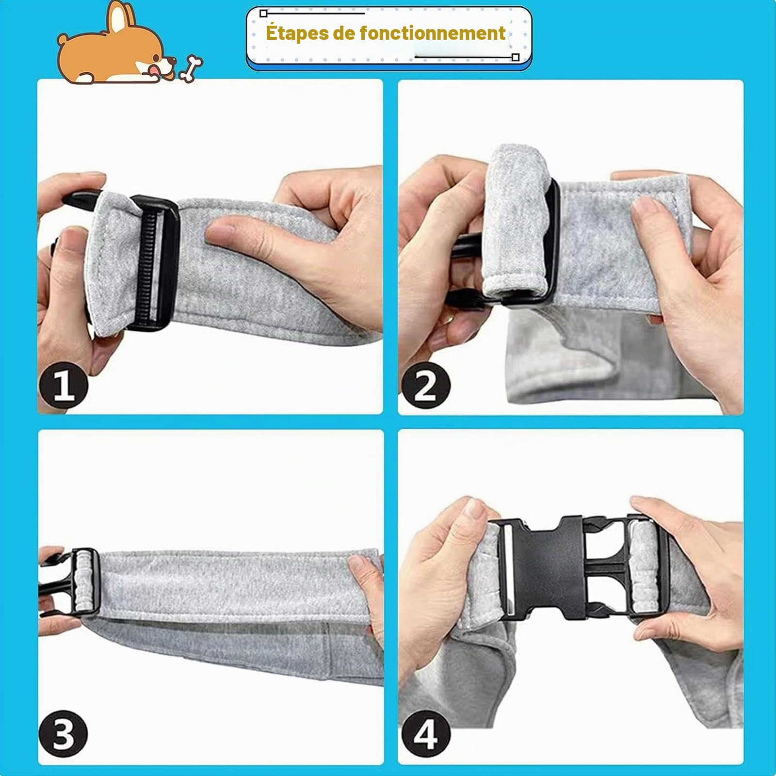 Sac de transport pour chien, harnais de transport pour chien jusqu'à 10 kg, sac de transport portable pour chien, sac pour chien pour promenades, activités en plein air et excursions (Gris)