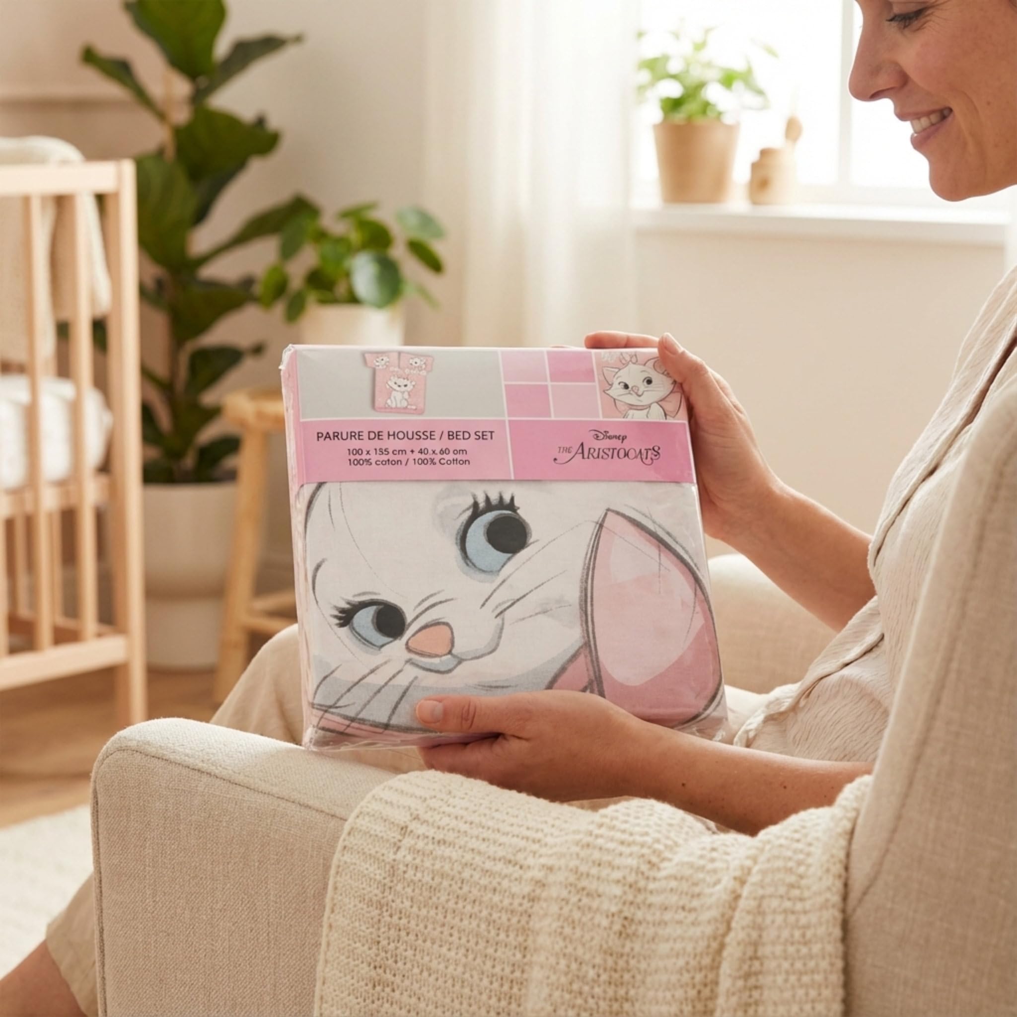Copripiumino singolo bambina Minou Gli Aristogatti 100 x 135 cm e federa 40 x 60 cm | lenzuola letto per materasso da 60x120 a 70x140 cm | Biancheria 100% cotone