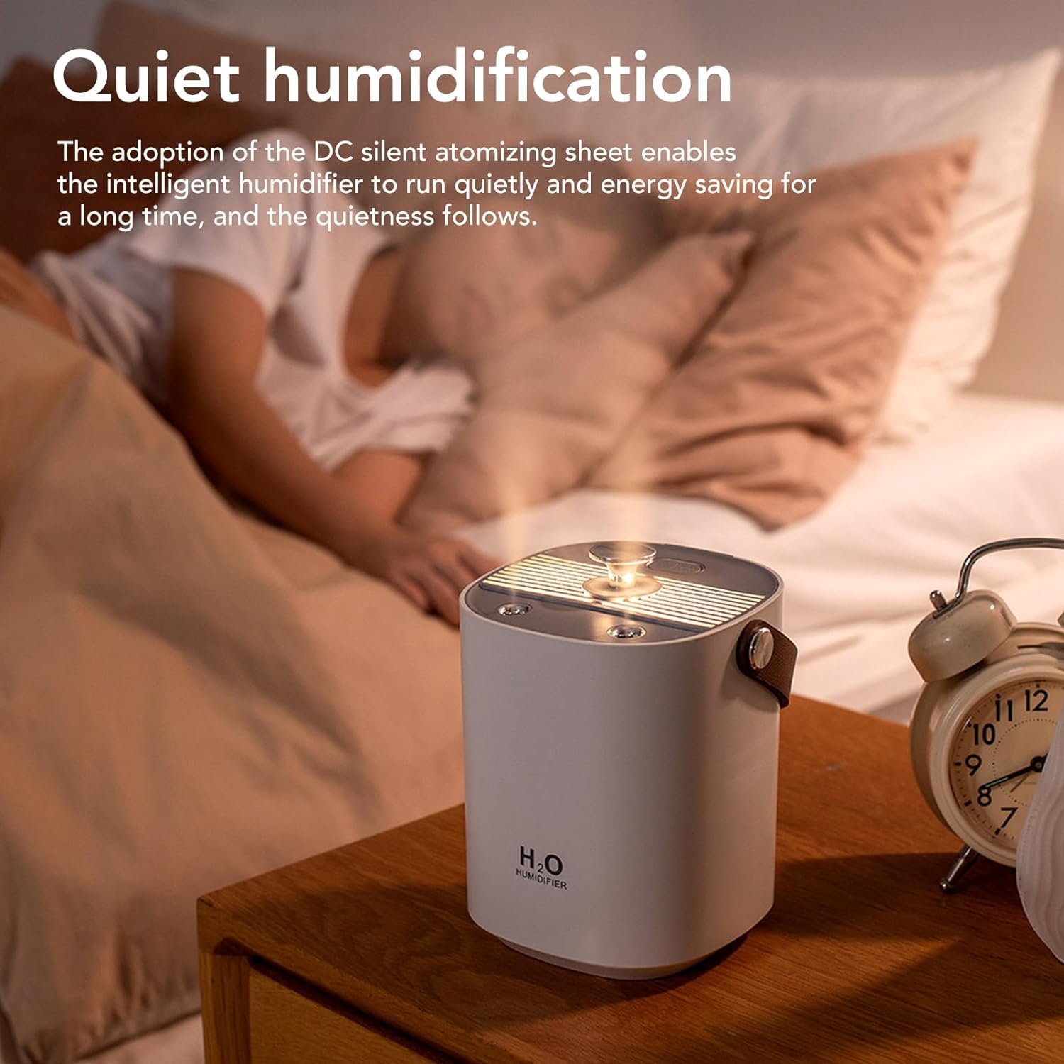 Domésticos Humidificador, Mini Humidificador Silencioso de Doble Pulverización de 1,2 L for Dormitorio (Verde)(Bianco)