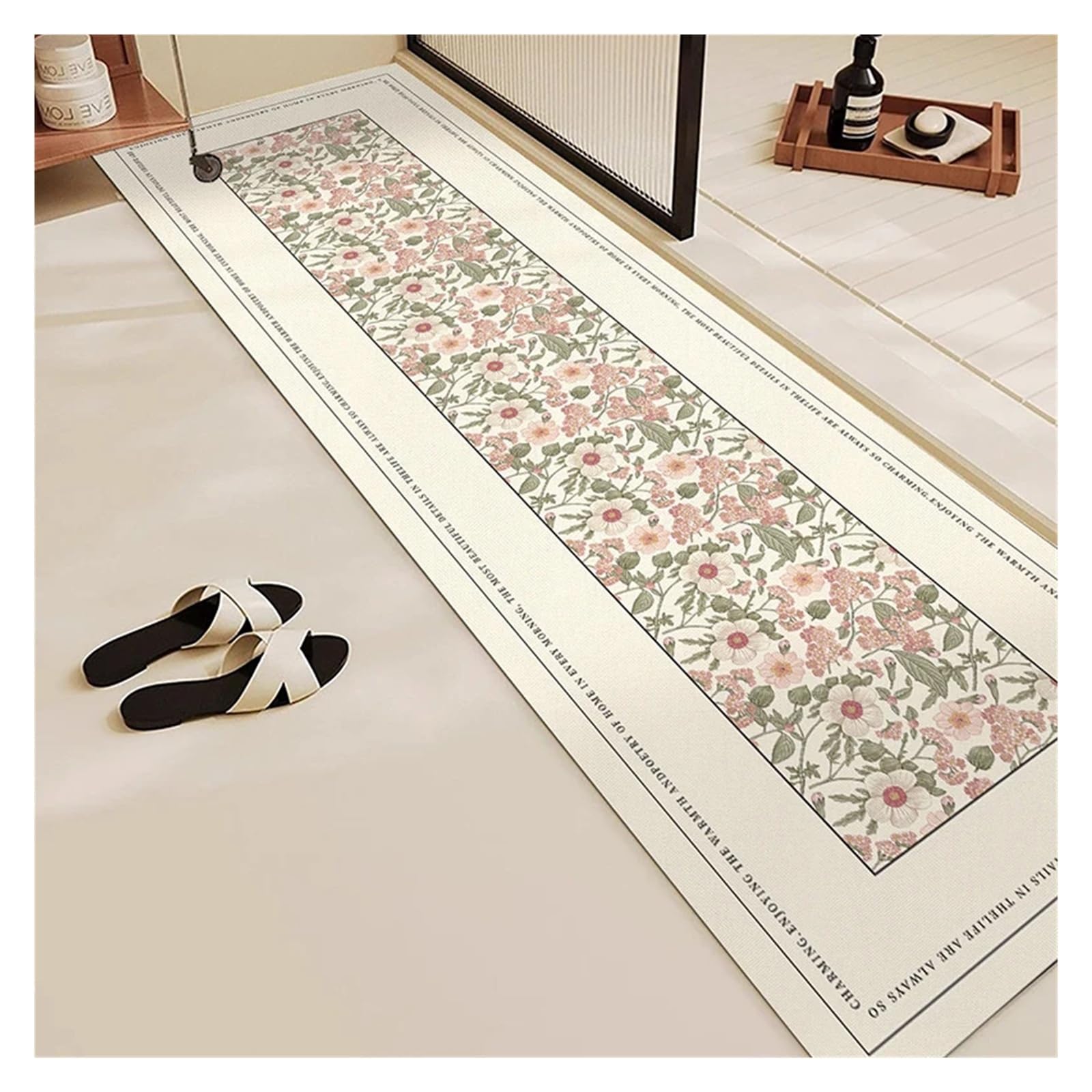 Tapis de sol rose floral pour protéger et décorer le couloir