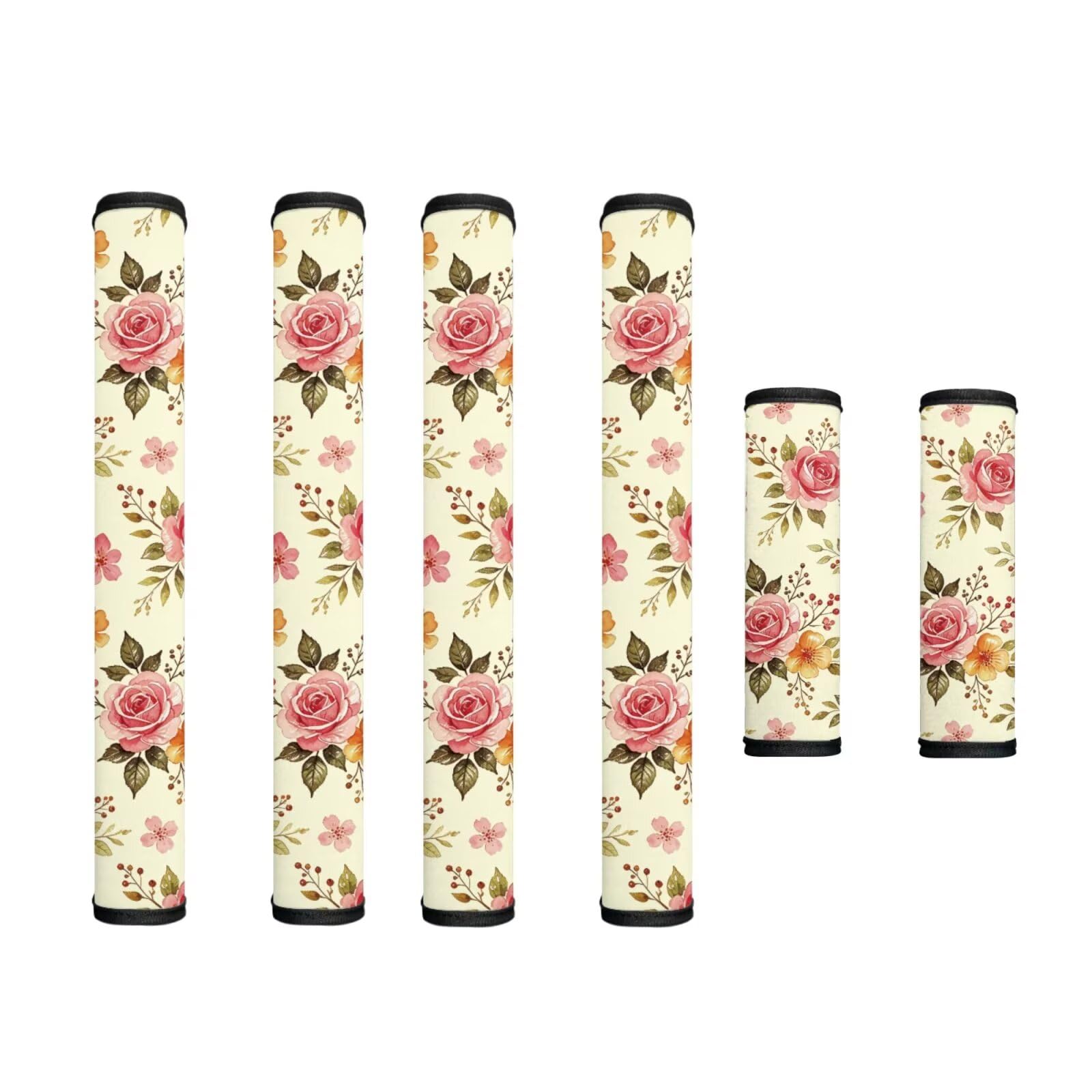Refrigerator Door Handle Covers Set of 6 Kitchen Electrical Appliances Handle Protector Anti-Slip Fridge Microwave Oven Home Accessories, Rose Flower Beige Pink