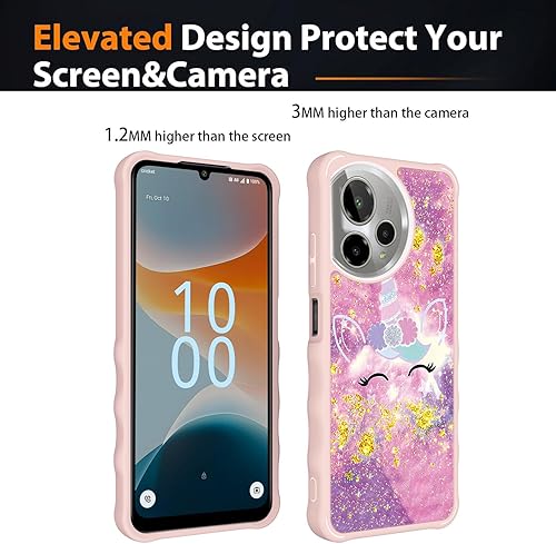 Miniatura 123 de Cricket Debut S2 - Funda compatible con AT&T Calypso 4 U380AC U380AA con protector de pantalla de vidrio templado, soporte de anillo, purpurina