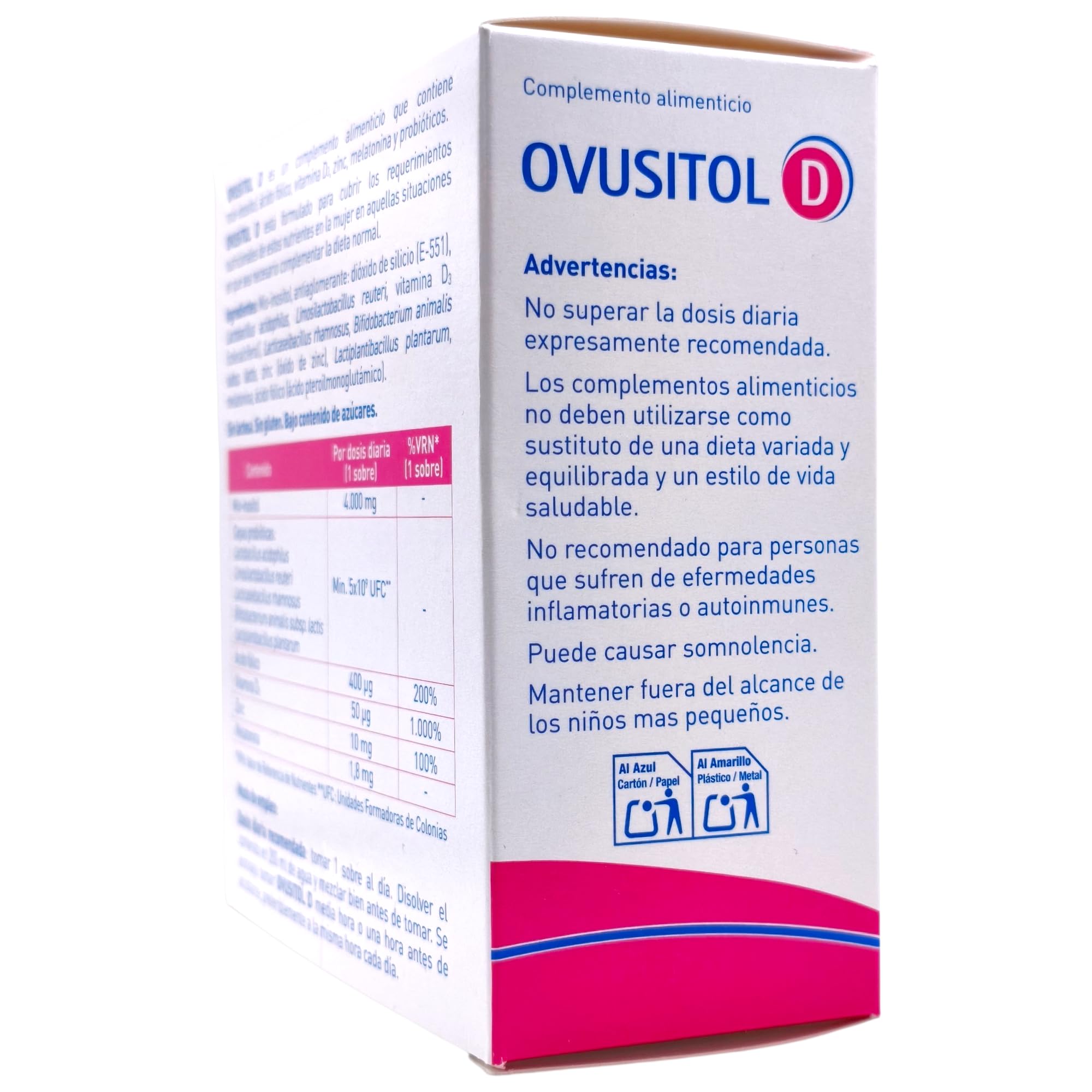 Italfarmaco Ovusitol D 14 Sobres - Suplemento para la Fertilidad Femenina, Reserva Ovárica y Calidad de los Ovocitos - Con Mio-inositol, Ácido Fólico, Probióticos, Vitamina D3, Zinc y Melatonina