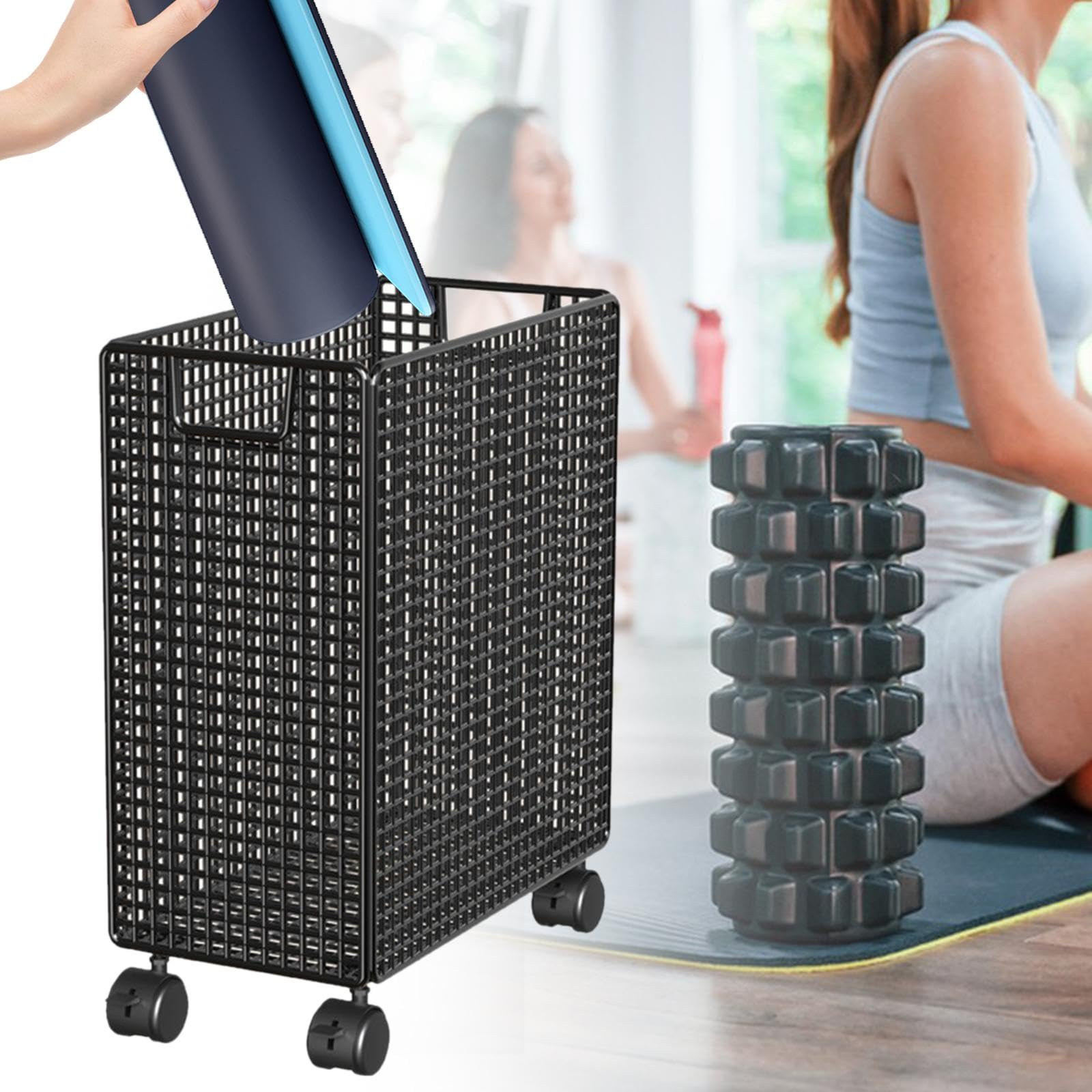 Fenteer Casa de Almacenamiento de de en Casa Gimnasio de Almacenamiento Racked Carro Portátil Cesta de Lavandería para La Sala de Entrenamiento de D, Negro