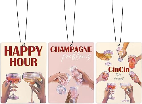 Miniatura 9 de Ambientador retro de moda para automóvil, Funky Y2K Drink Ticket Lucky 7 Ball Chill Ambientador colgante 3 piezas para coches, armario, cajón o