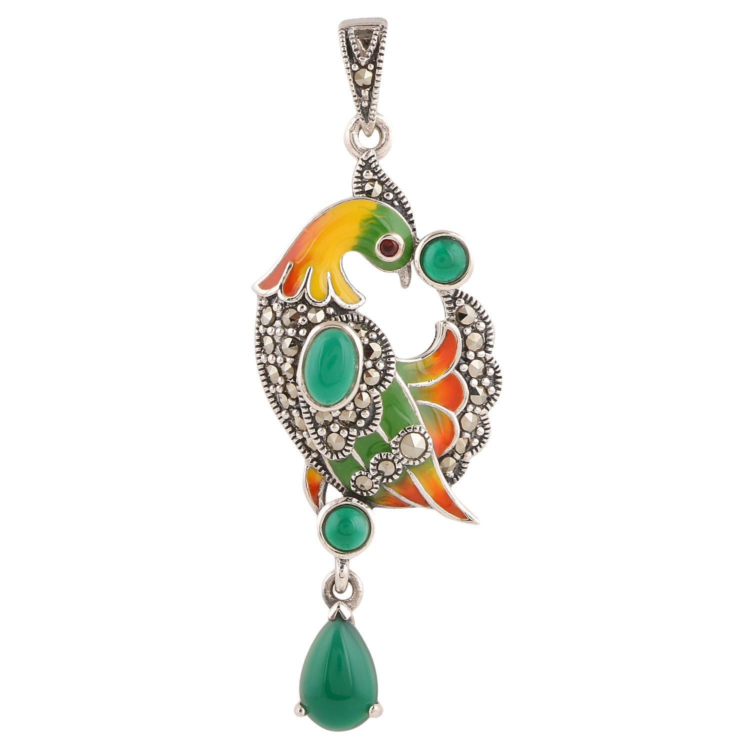 925 Sterling Silver BIS Hallmarked Parrot Shaped Pendant for Women