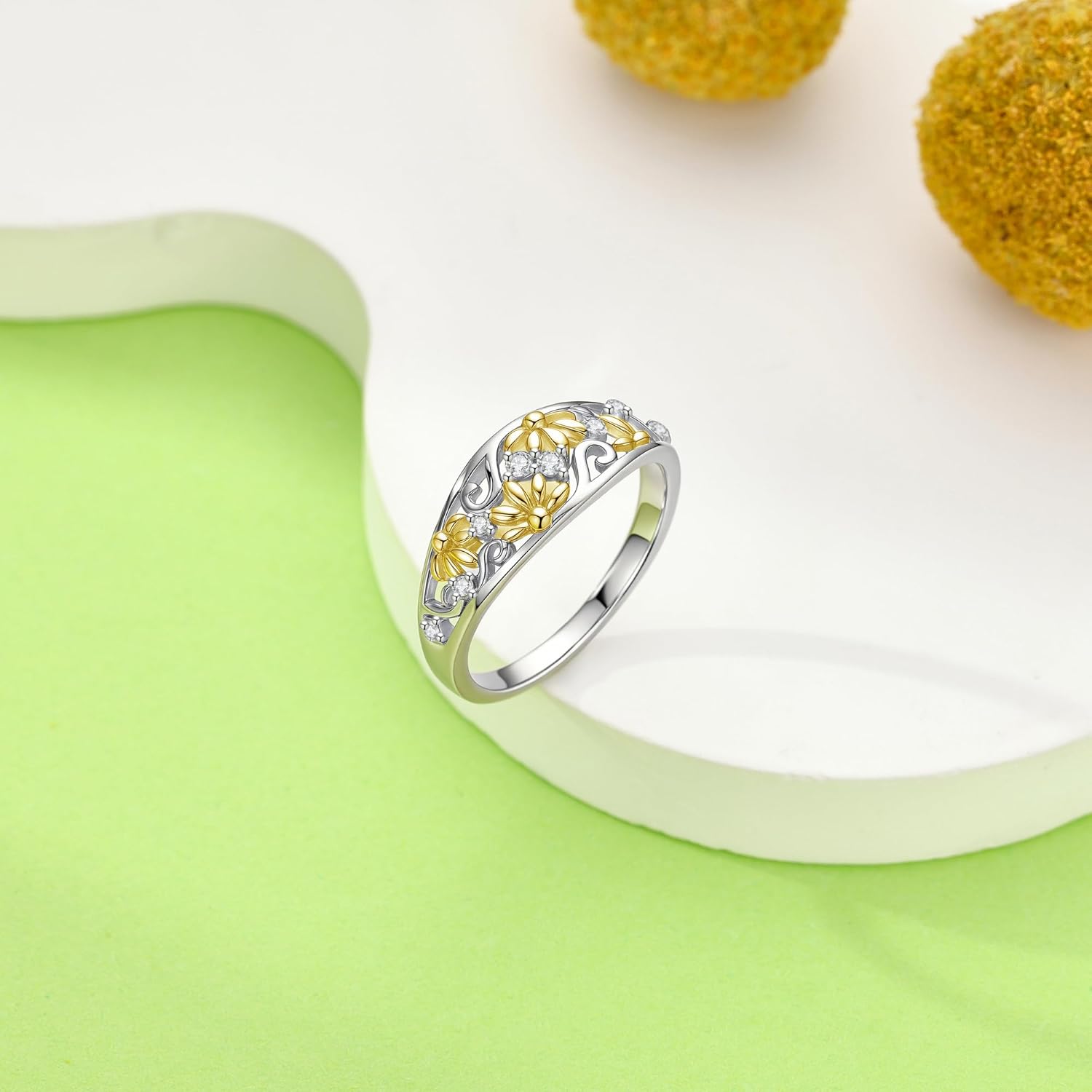 Sunflower Filigree Ring Sterling Silver Sunflower Ring Botanical Jewelry Gifts for Women - Image 3