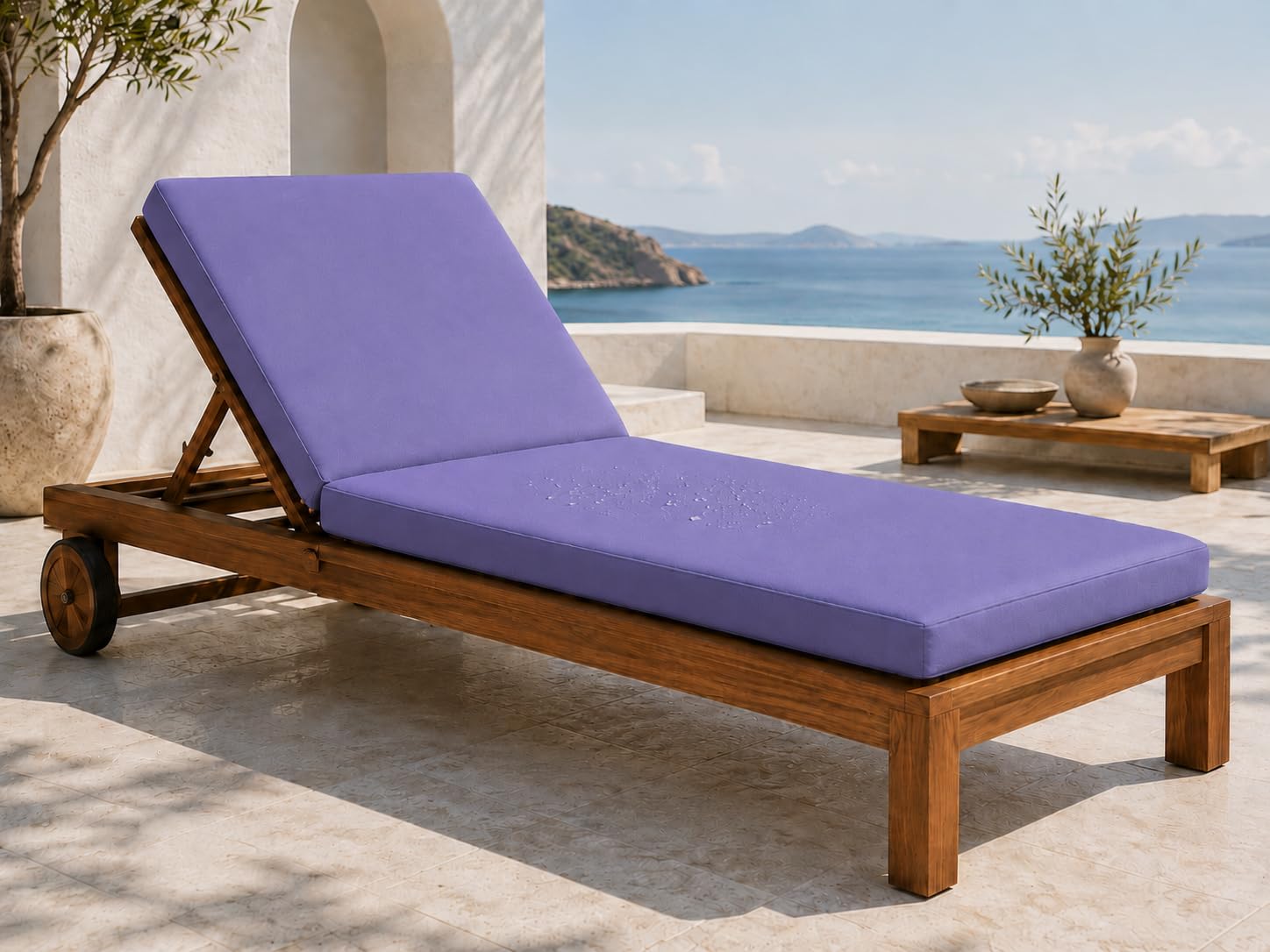 L S U Sun Lounger Cushion Waterproof Recliner Pad Removable Cover Zipper Outdoor Garden Deck Bed (Purple)
