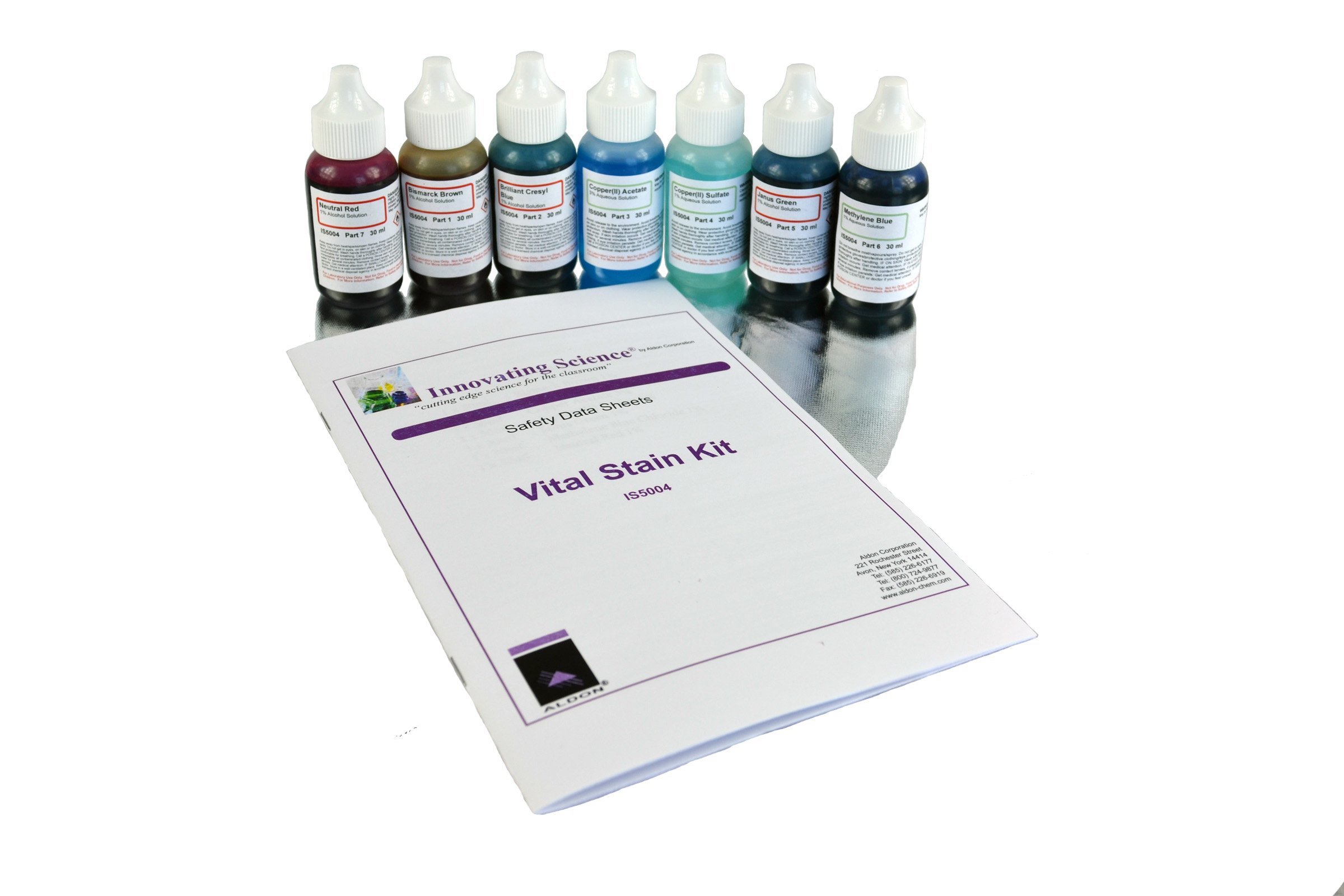 Innovating Science Microscope Stains Vital Stain Kit 7 Bottle Set, 6