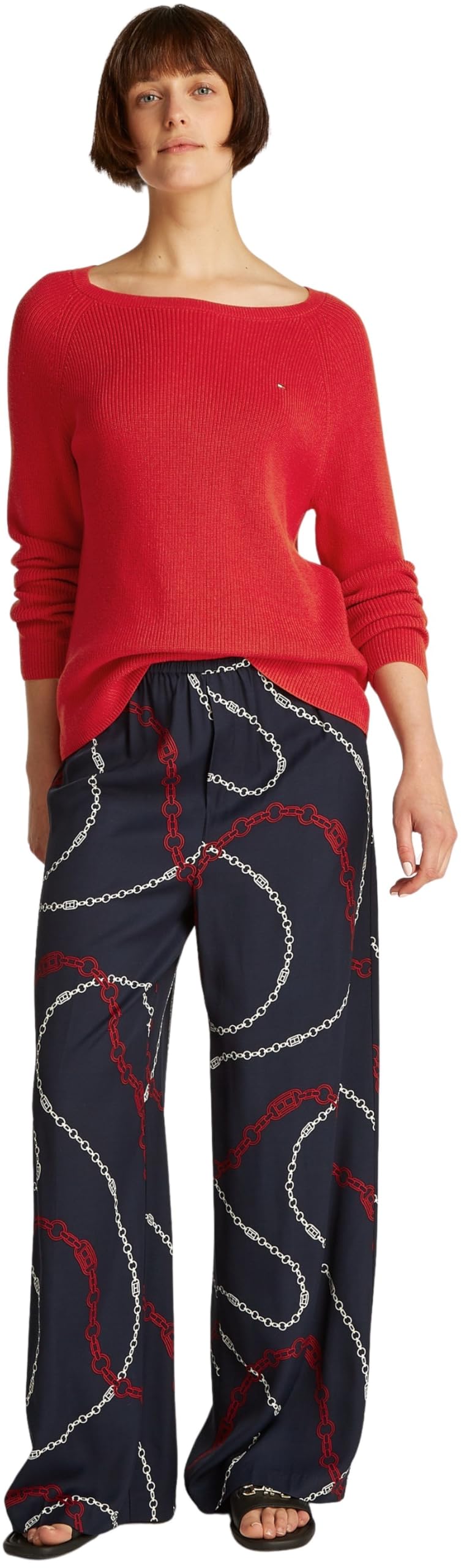 TOMMY HILFIGER Damskie CO CARDI FINE GG LS BOAT-NK SWT WW0WW44975, czerwone, XXS, Czerwony (główny czerwony), XXS