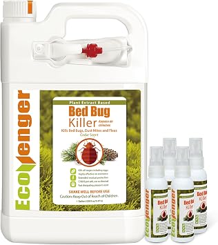 EcoVenger Bed Bug Killer Set 128oz + 4 Travel 2oz, 100% Kill, Eggs & Resistant Strains, USDA BIO, Non-Toxic, Safe for Kids & Pets