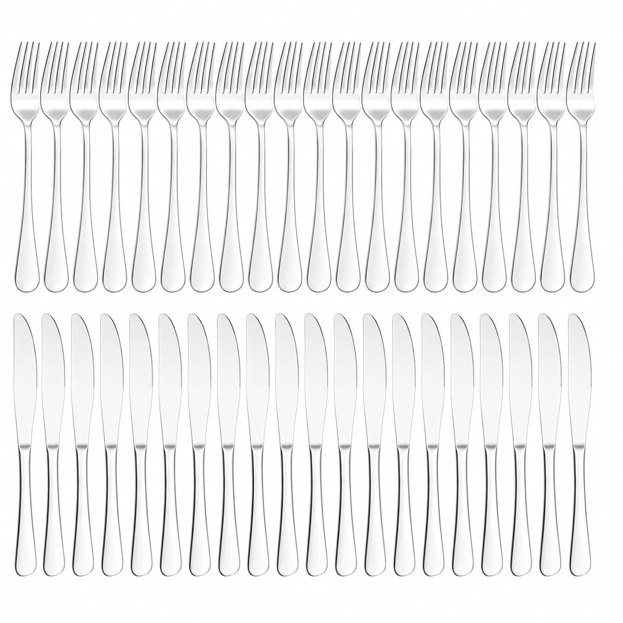 48 Pieces Knife and Fork Sets, Stainless Steel Cutlery Set for 24 People, Cutlery Set Include Forks Set of 24 and Knives Set of 24, Dishwasher Safe, Silverware Set for Home/Restaurant