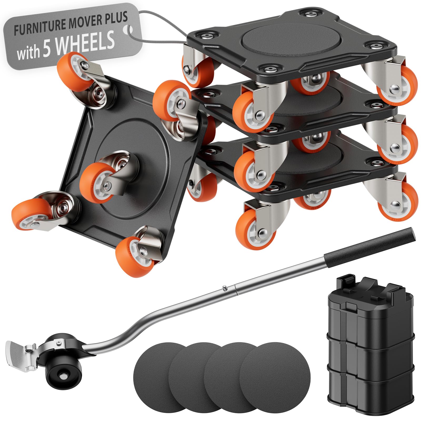 ONEON Möbel transportroller Plus, aufgerüstet auf Vollstahlpaneele, verstärktes Rippen-Design, erhöhte Tragfähigkeit, langlebig, mit Möbel Heber, leichtes Heben Schwerer Lasten