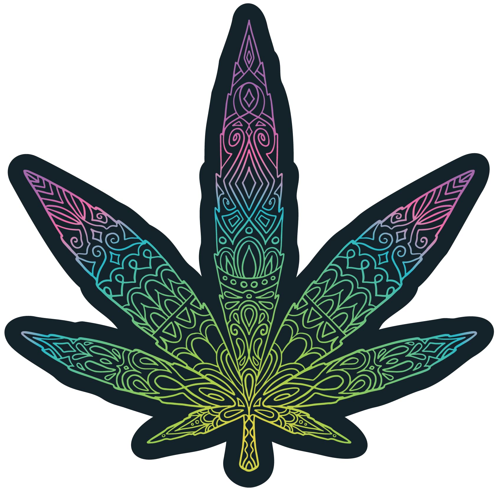 VulgrCo Pot Leaf Marijuana Cannabis Colorful Abstract Line Art Funny Sticker Vinyl Waterproof UV Resistant Decal For Phones Laptops Water Bottles Tumblers Boats Cars Trucks Windows Kayak 3