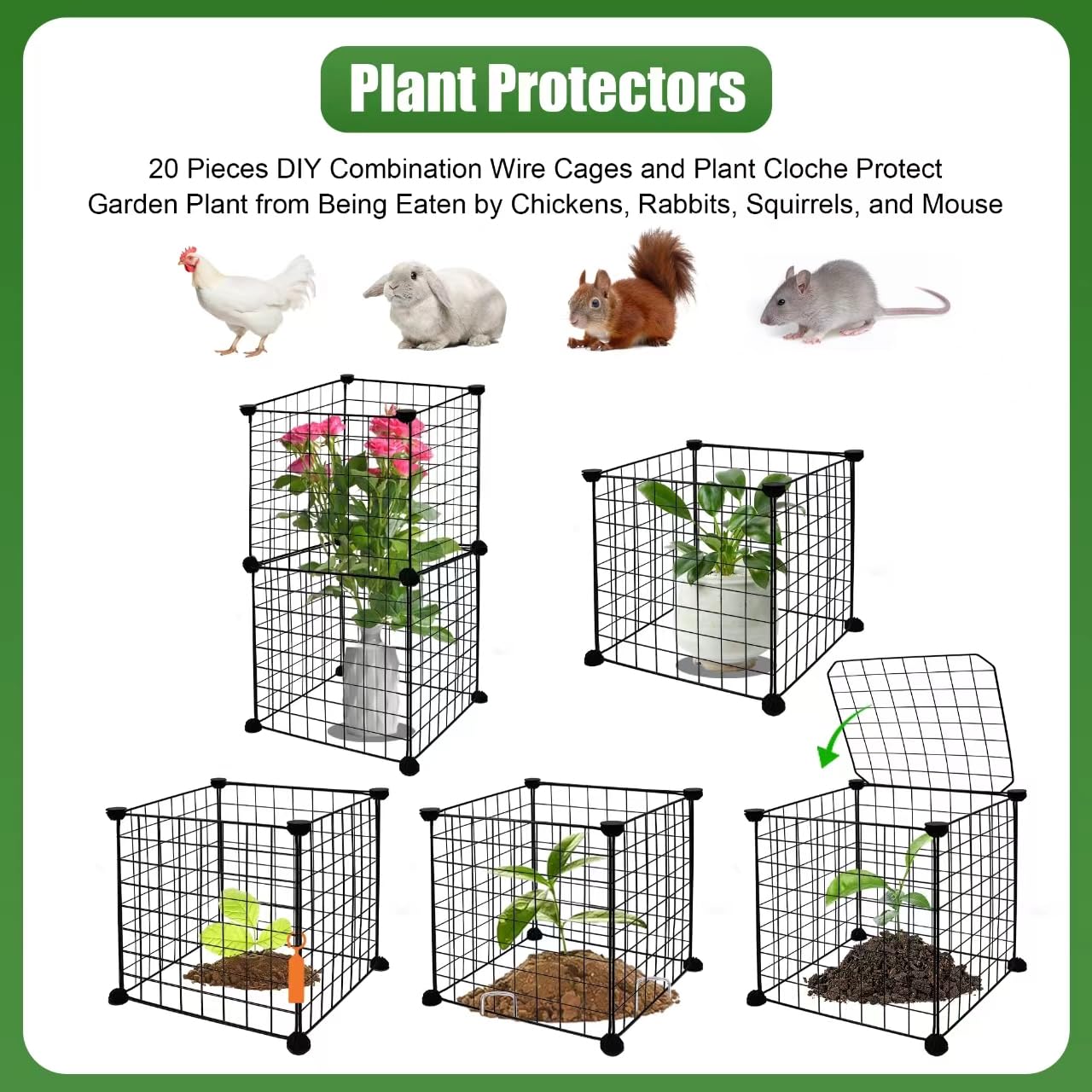 DWHRNY 5 Packs Plant Protectors from Animals, 25Pcs 13.8