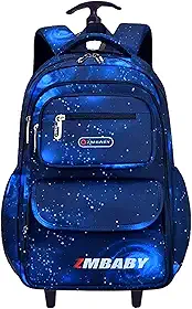 Mochila Escolar com Rodinha, Compartimento para guardar lap?s, caneta e objetos mochila de carrinho resistente ? ?gua (azul)