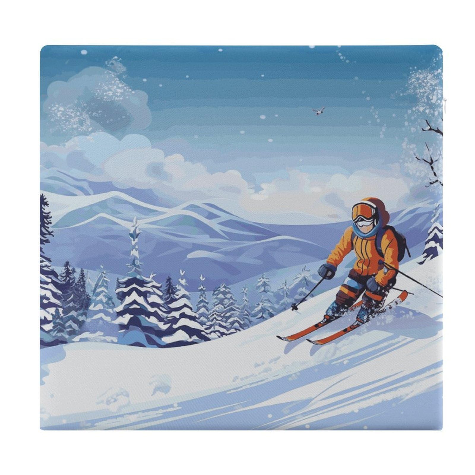 LDGSUPH Winter Skiing Seat Cushions for Office Chair Cushion Square Pillows Seating Soft Floor Cushions Cozy Couch Cushion Support Memory Foam Chair Pads for Home Travel Car