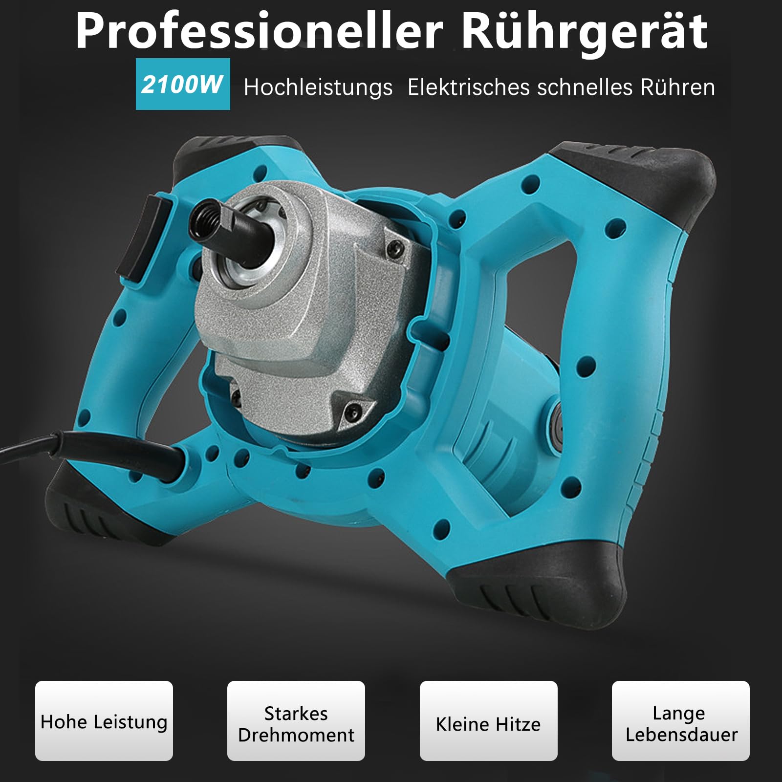 2100W Rührgerät Rührwerk Mischer, 6-Gang-Getriebe Mörtelrührer Zum Mischen von Beton, Mehl, Futtermitteln, Lack, Klebstoff und Zementmisch.