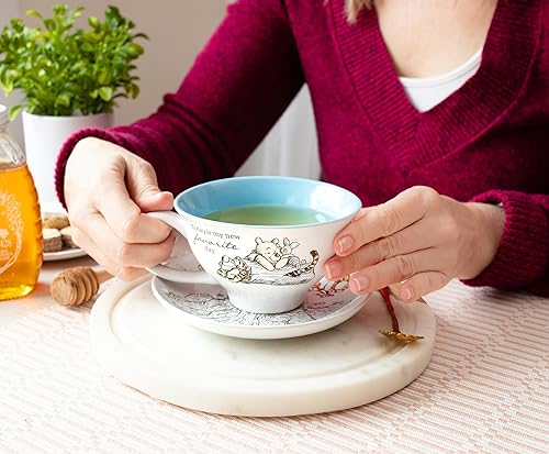 Miniatura 7 de Silver Buffalo Disney Winnie the Pooh Walking Classic Scene Ceramic Teacup and Saucer, 12 Ounces