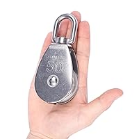 Vista 3 de LordHardware M50 - Gancho giratorio de grúa de elevación de acero inoxidable 304, cuerda de 38 pulgadas x polea de 2 pulgadas