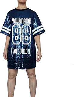 Whitewed Customized Number Name Sequin Jersey Dress Shirt for Adult Wome...