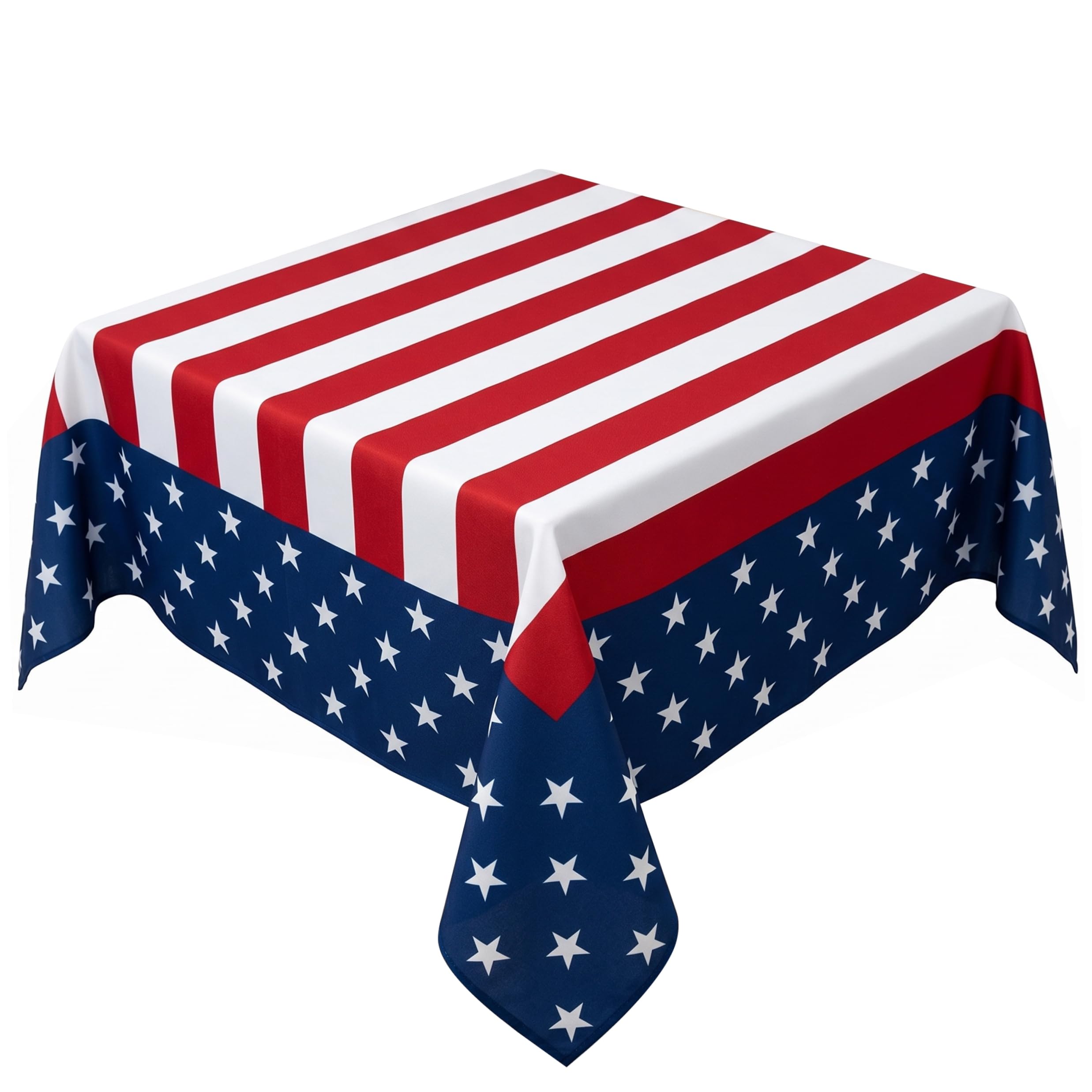 Hperu Patriotic Tablecloth, 59.84x59.84 Inch Patriotic American Flag Tablecloth Square Decorative Table Cover for 4Th of July & Memorial Day, Red White and Blue