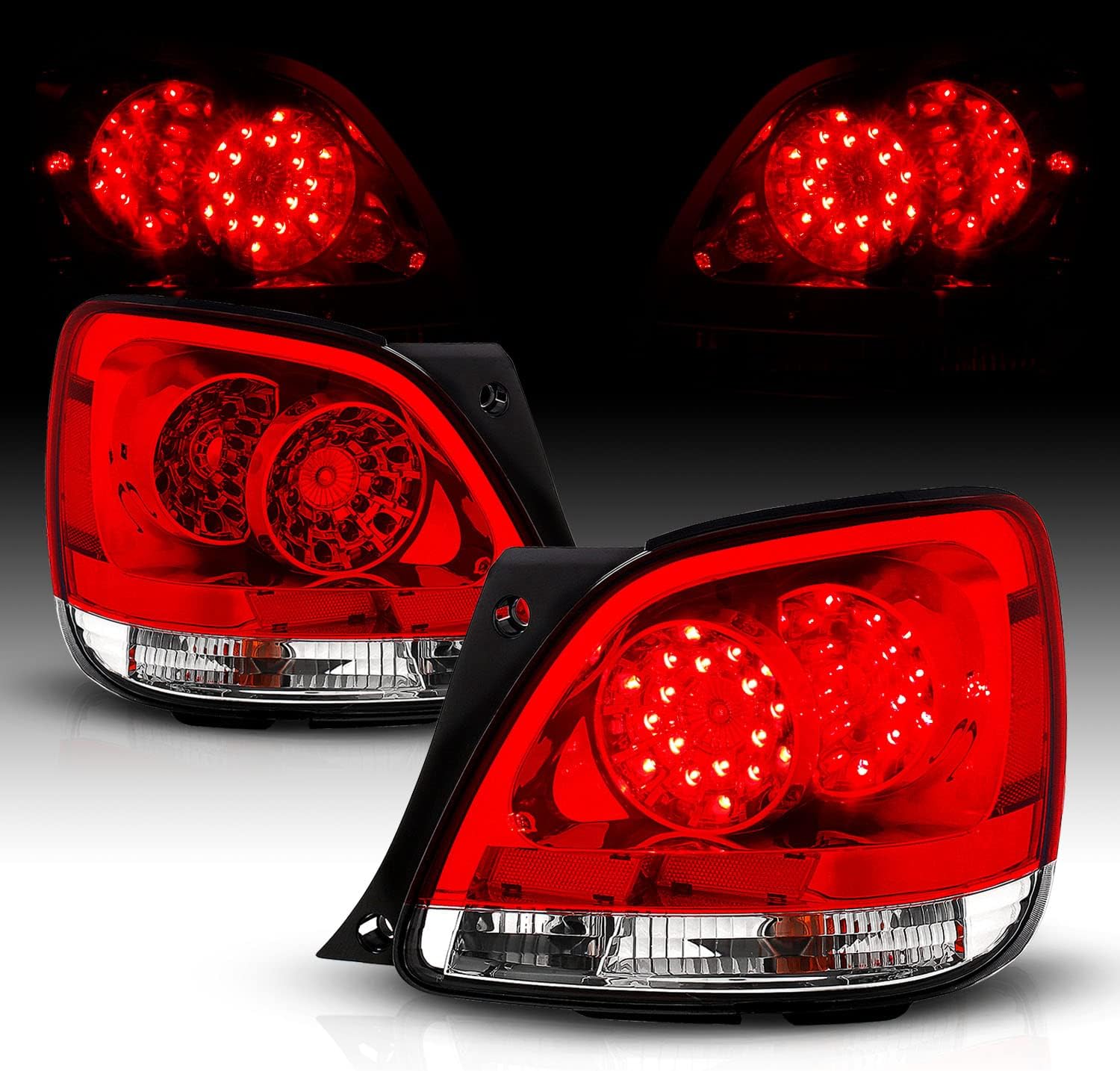 AmeriLite L.E.D Taillights Red/Clear for Lexus GS300/400/430 - Passenger and Driver Side