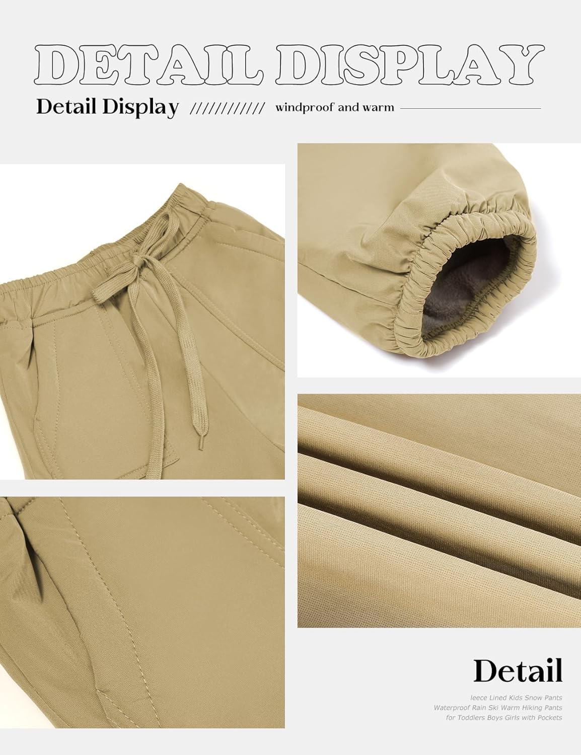 Gihuo Kids Snow Pants Fleece Lined Waterproof Rain Ski Hiking Pants for Toddlers Boys Girls - Image 6