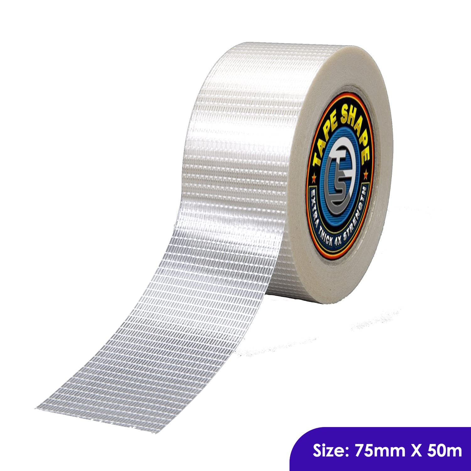 VL - Lot de 3 rouleaux de ruban adhésif renforcé bidirectionnel en fibre de verre - Ruban adhésif d'emballage robuste pour emballage de colis (75 mm x 50 m)