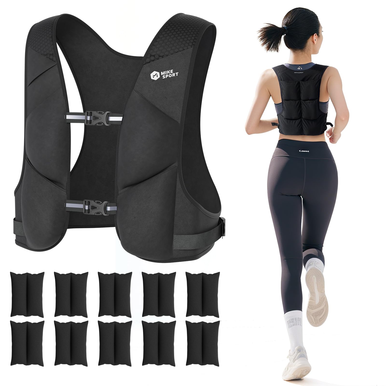 Adjustable Weighted Vest Soft Washable for Women Men 2-10lbs Vest with 10 Ironsand Weights and Large Pocket Weight