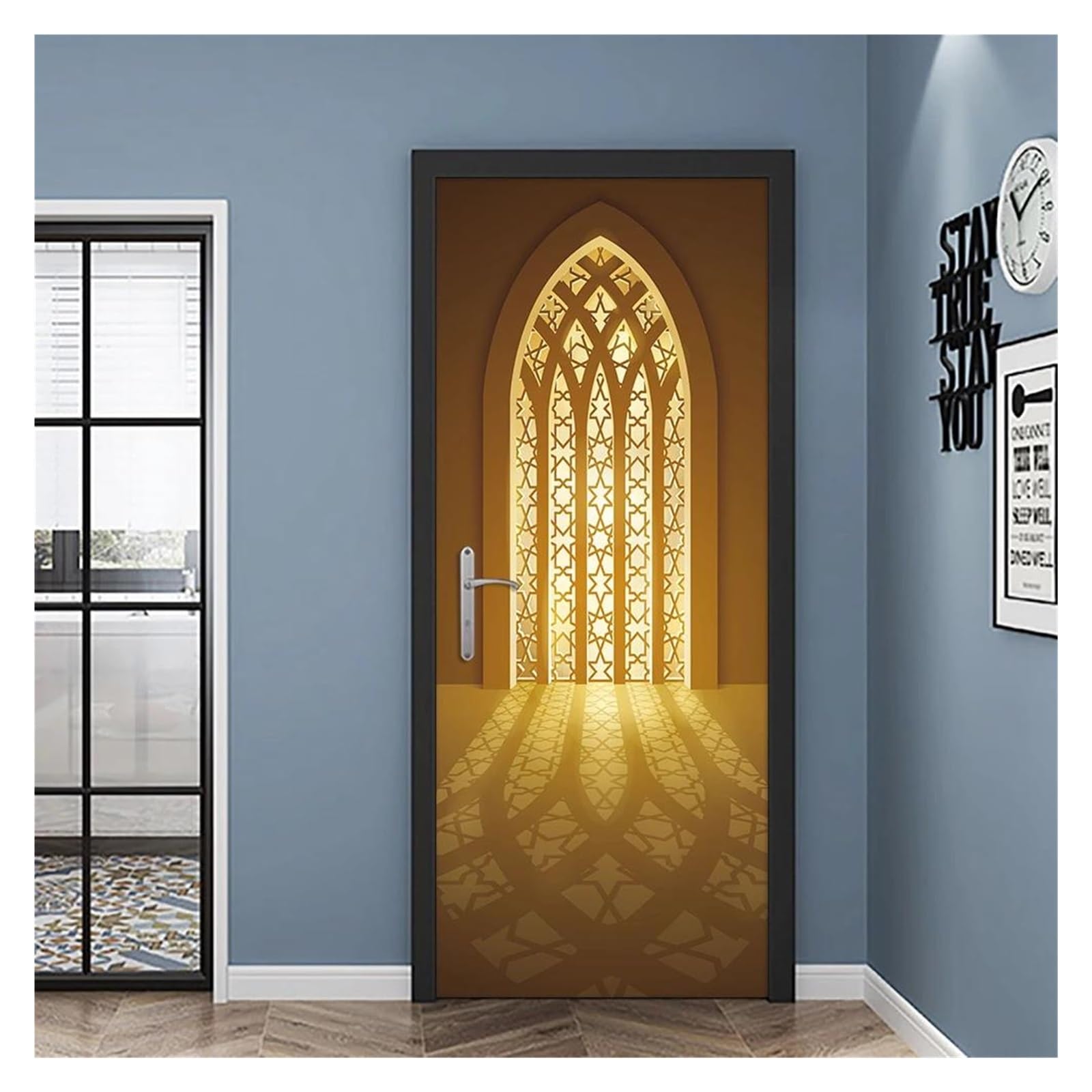 Autocollant mural vinyle pour porte stickers salon 95x215cm