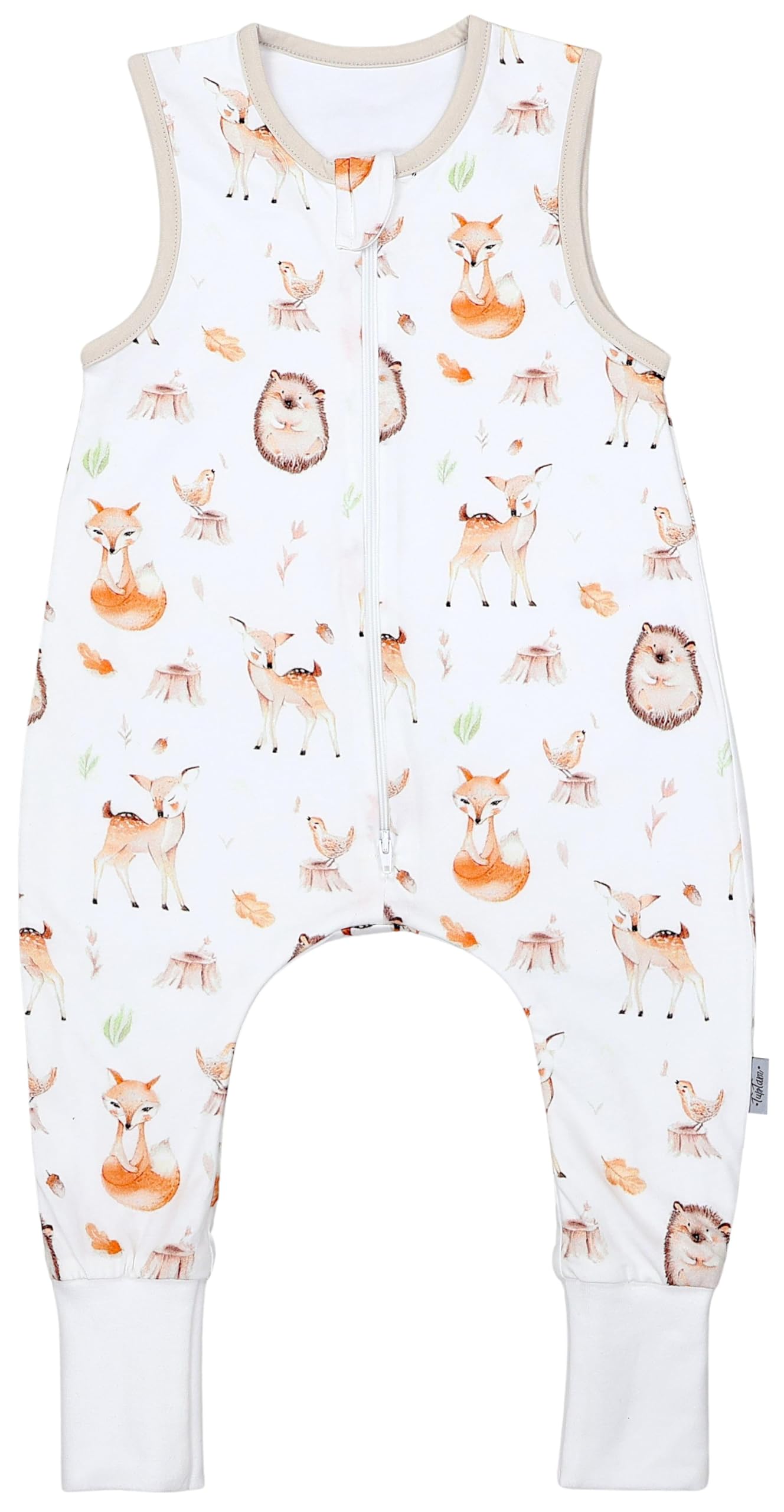 TupTam Sommerschlafsack Baby mit Beinen– Leichter Schlafsack Baby Sommer 0.5 TOG, OEKO-TEX, Farbe: Waldtiere/Igel/Rehe, Größe: 116-122